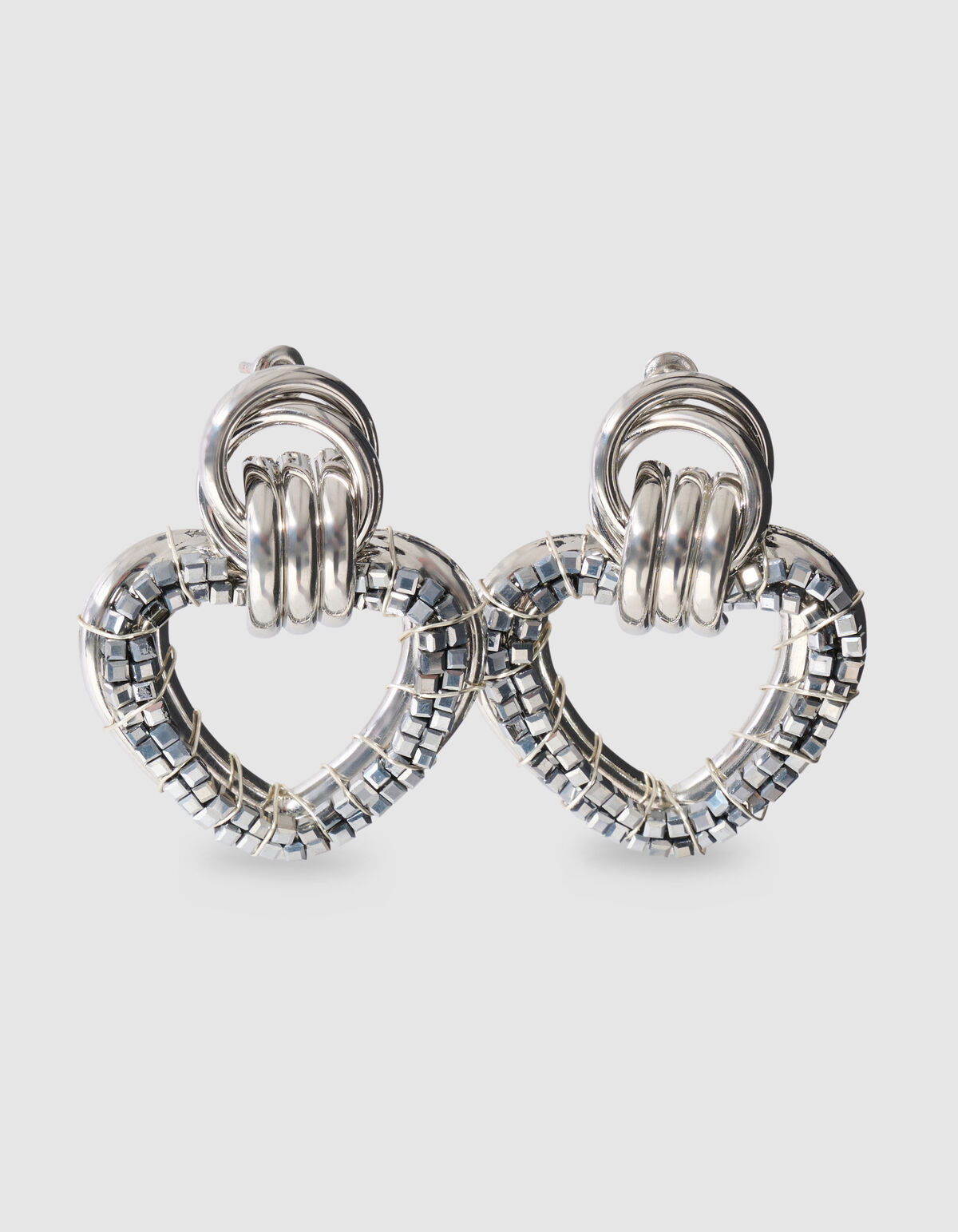 Perlenherz-Ohrringe Silber SHOEBY ACCESSOIRES