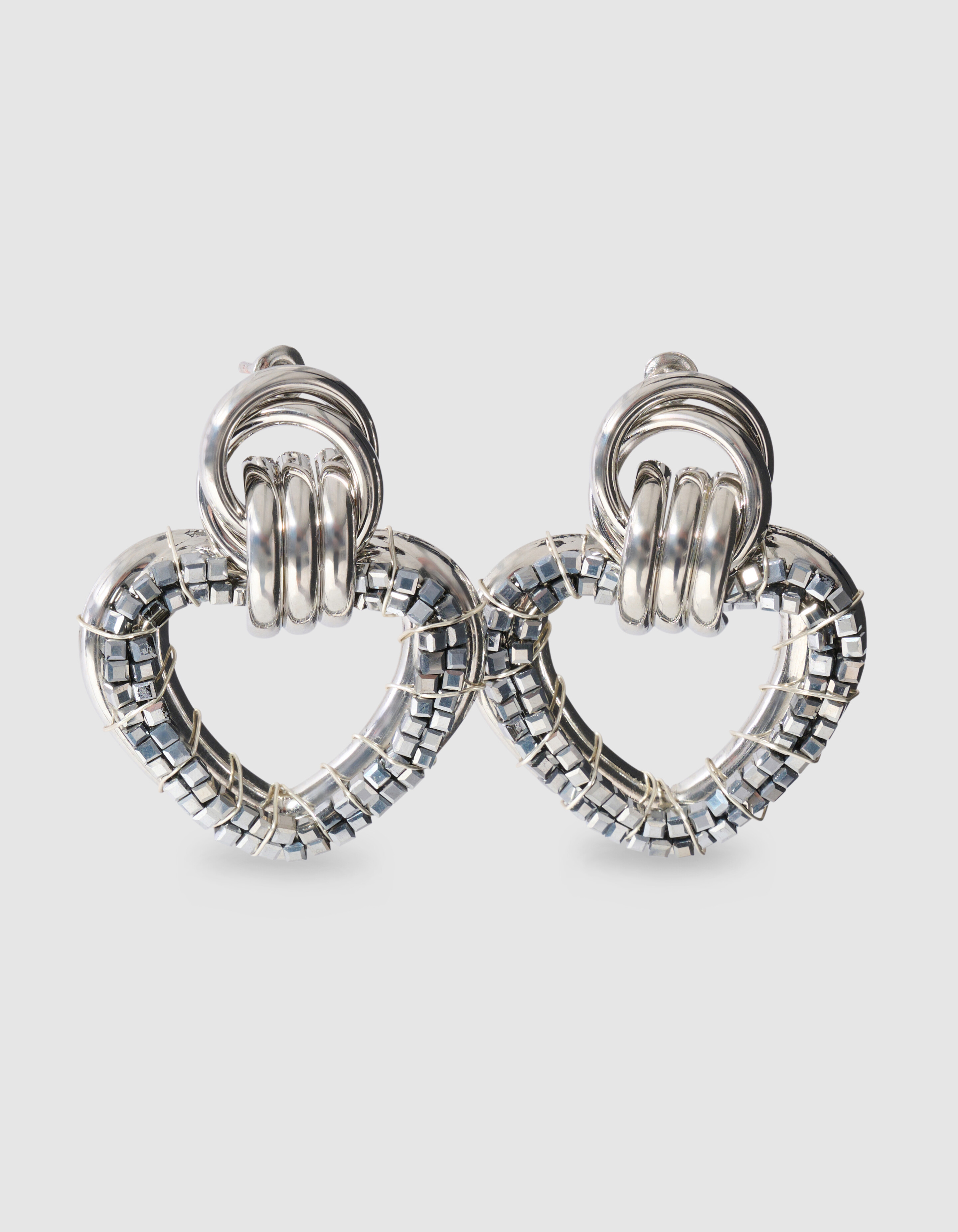 Perlenherz-Ohrringe Silber SHOEBY ACCESSOIRES