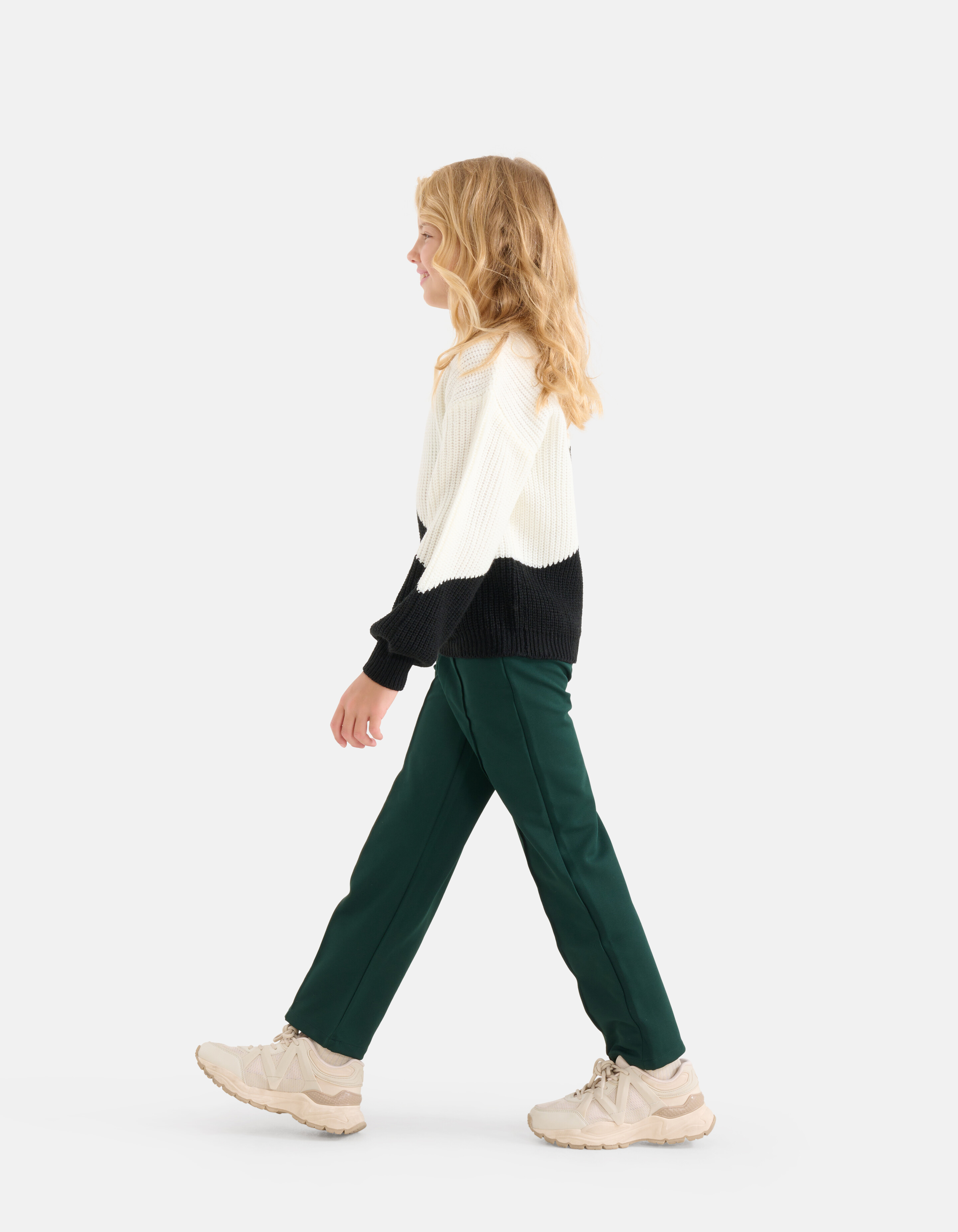 Basis Wide Leg Broek Donkergroen SHOEBY GIRLS