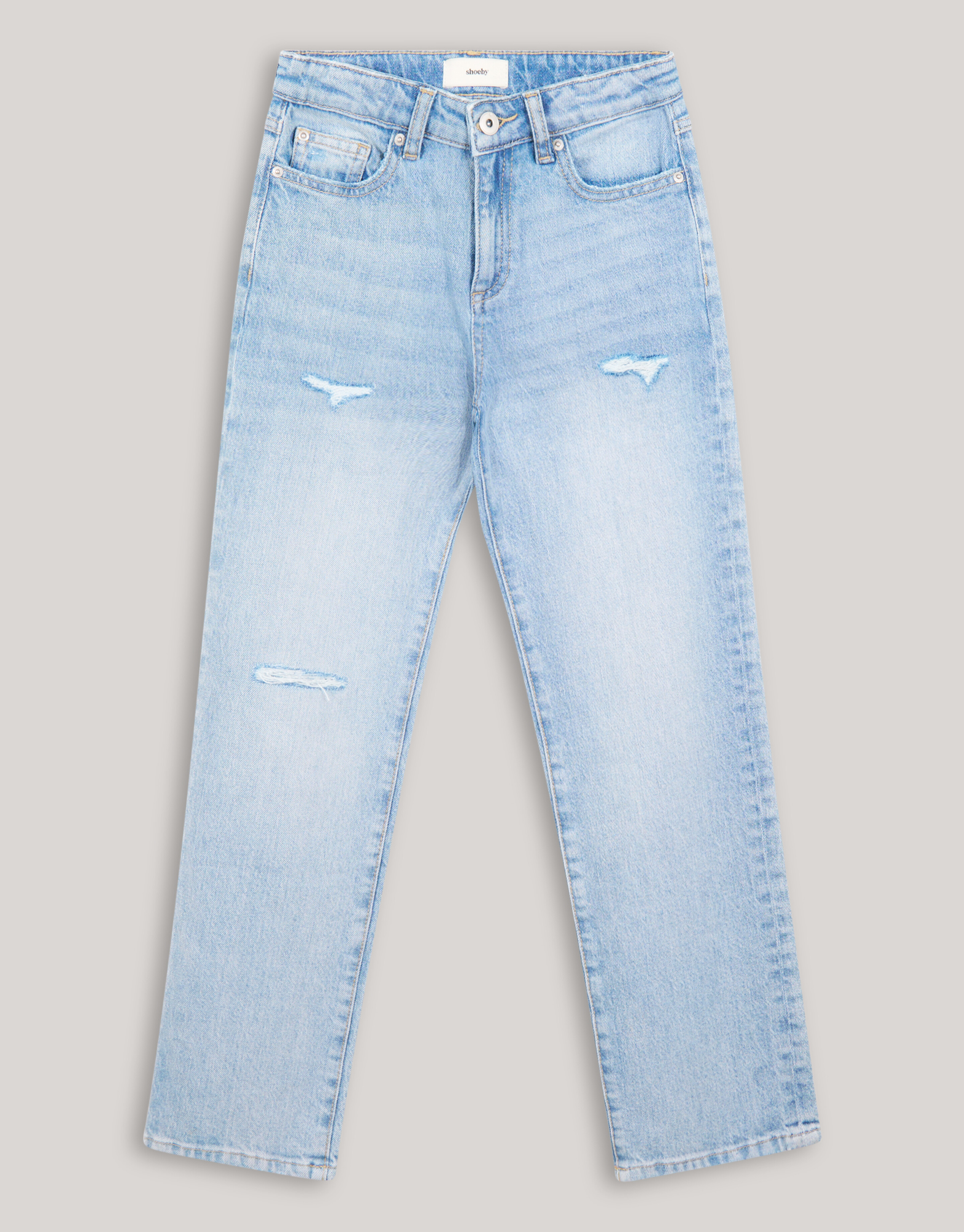 Zerstörte Straight Leg Jeans Blauw SHOEBY GIRLS