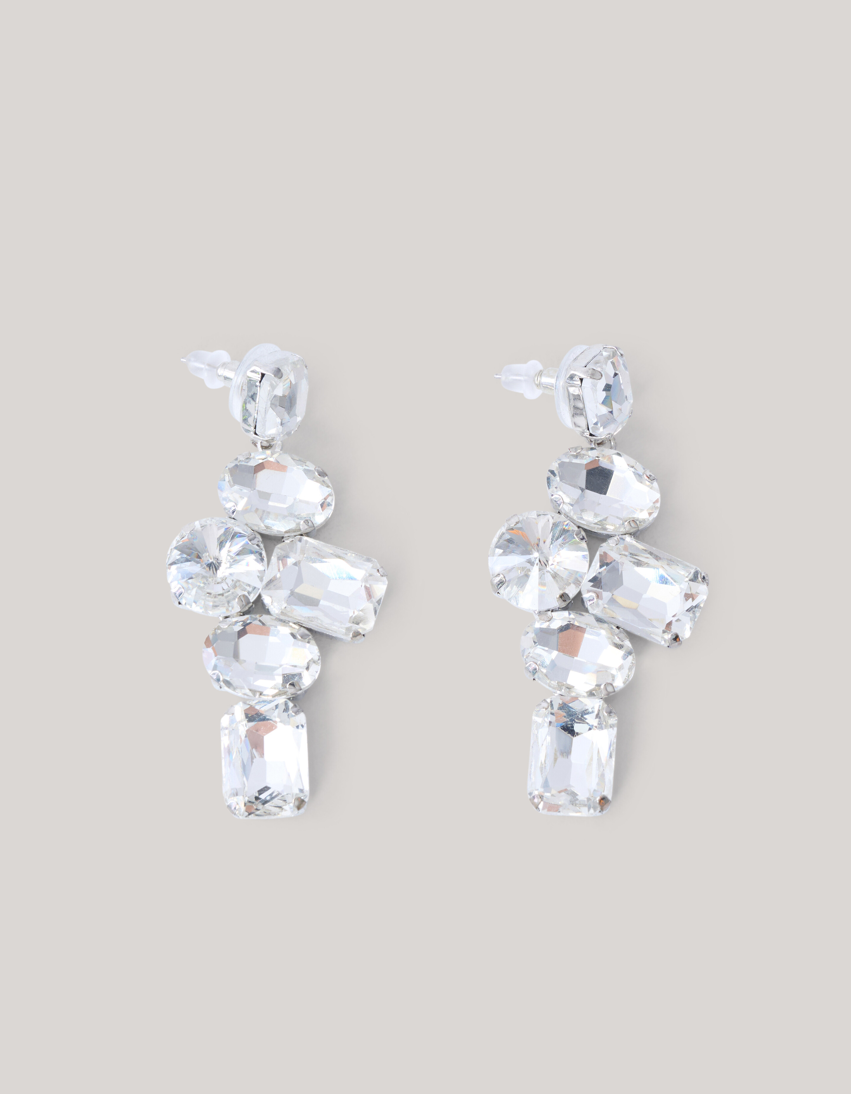 Hängende Strass-Ohrringe Silber SHOEBY ACCESSOIRES