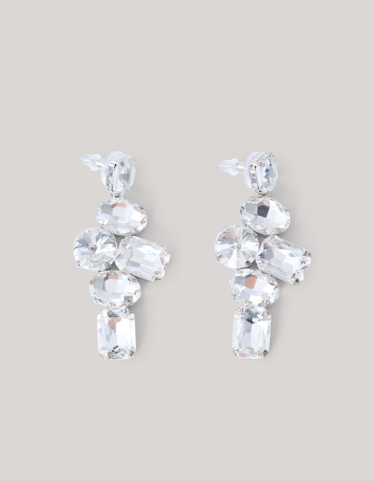 Hängende Strass-Ohrringe Silber SHOEBY ACCESSOIRES
