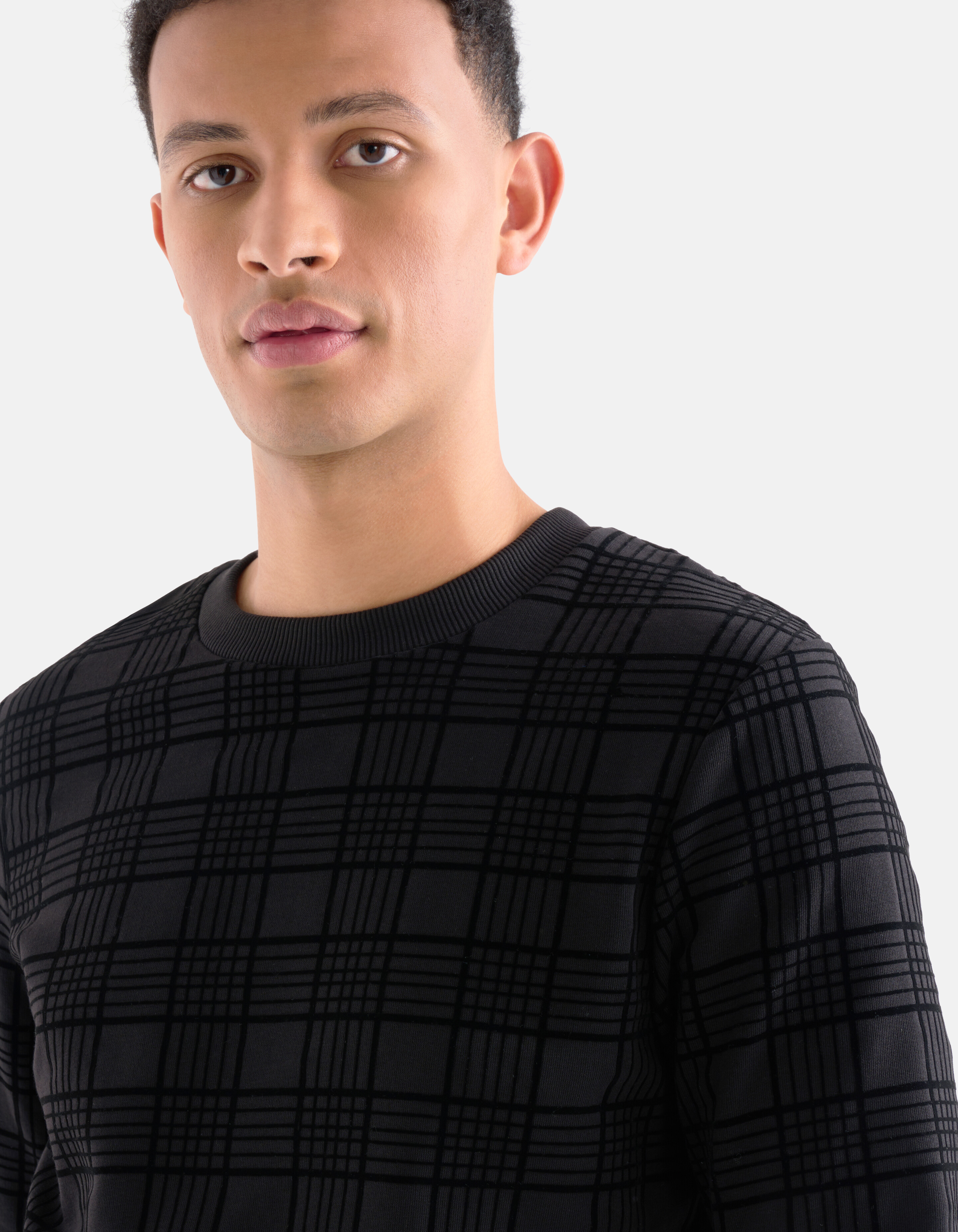 Karierter Pullover aus Samt Schwarz SHOEBY MEN