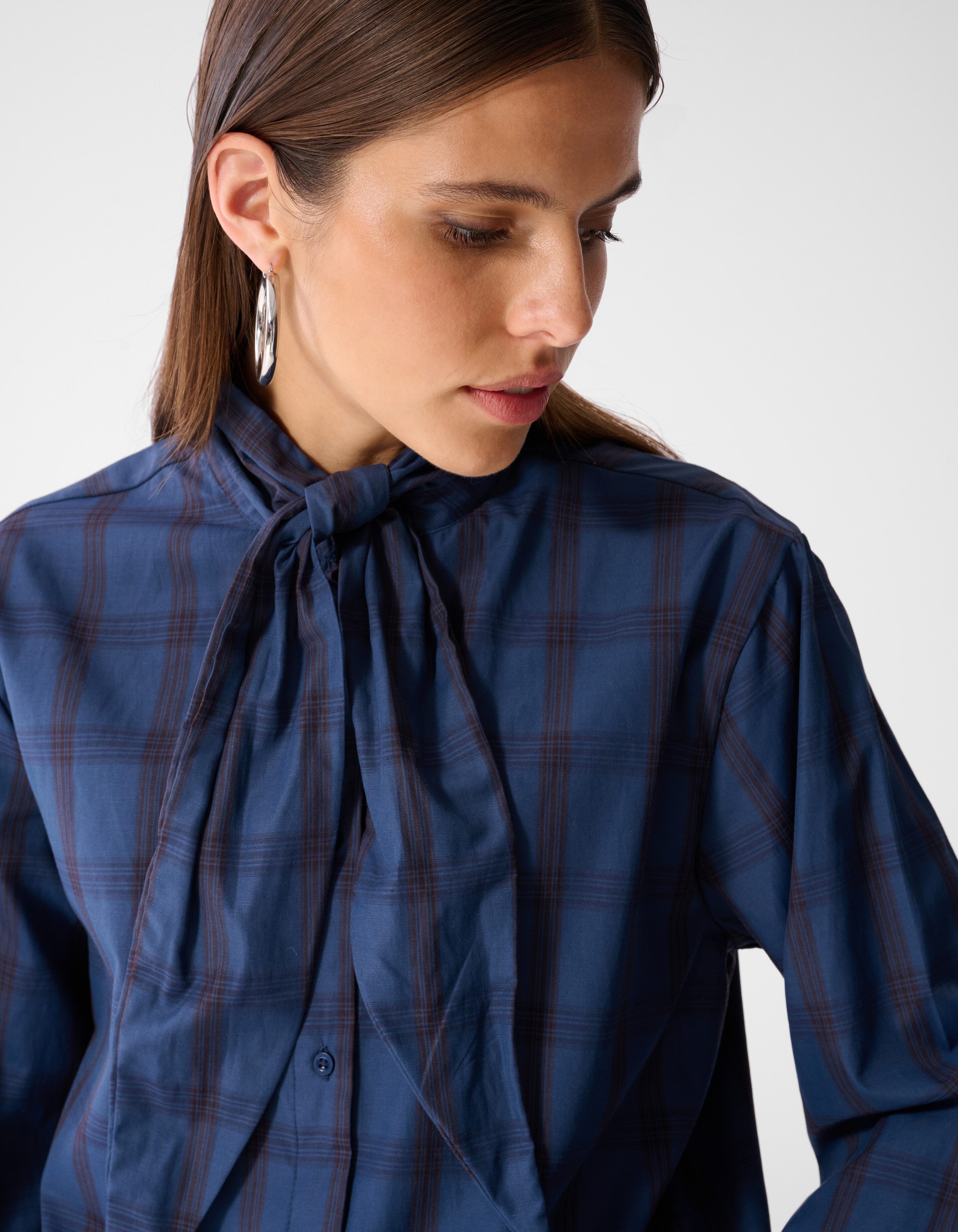 Bluse im Oversize-Schnitt mit Schal Blau SHOEBY WOMEN