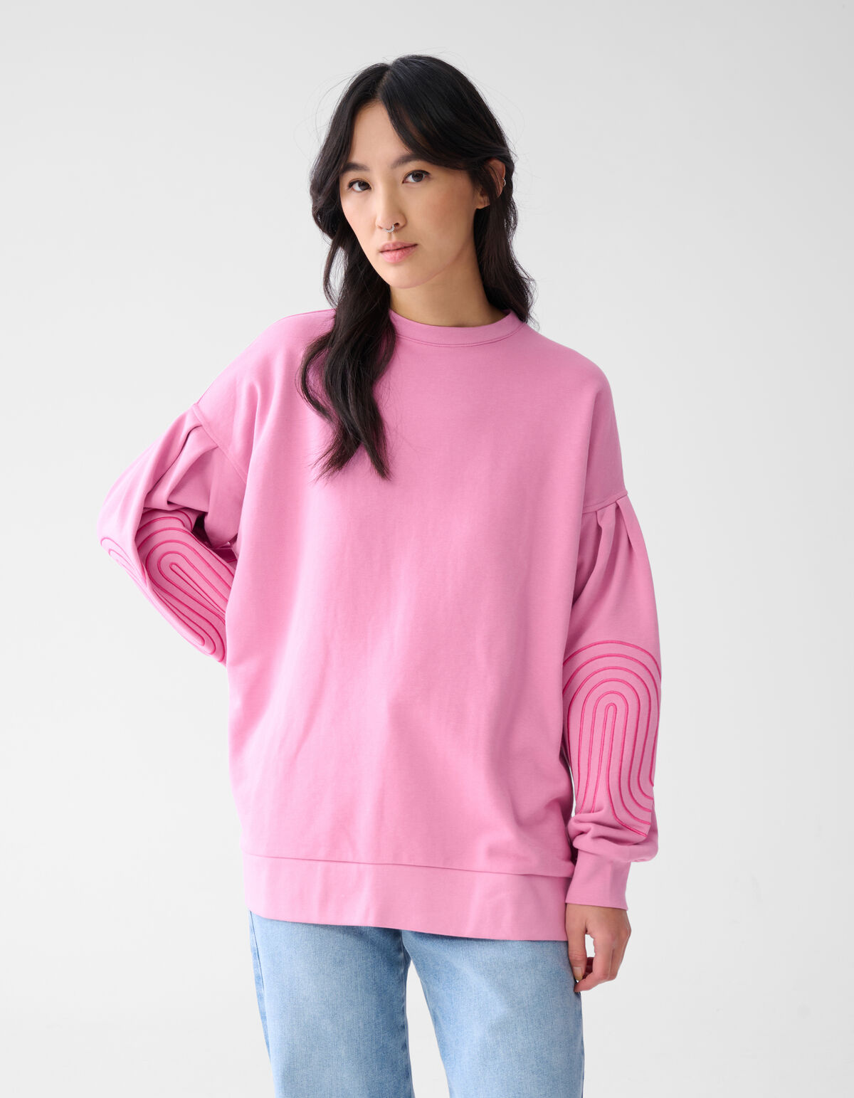 Patchwork Wirbel-Pullover Rosa SHOEBY WOMEN