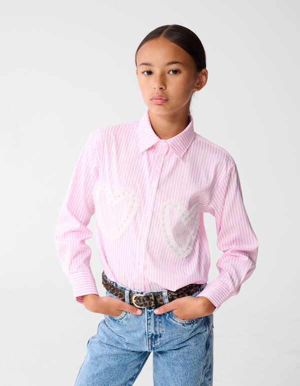 Nadelstreifen Herz Bluse Rosa SHOEBY GIRLS
