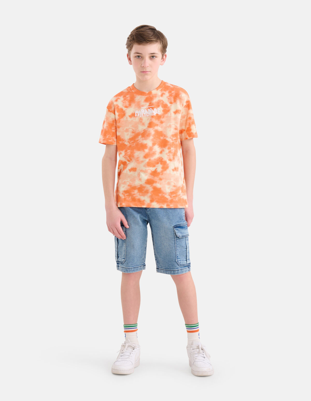 Tie Dye Print T-shirt Oranje SHOEBY BOYS