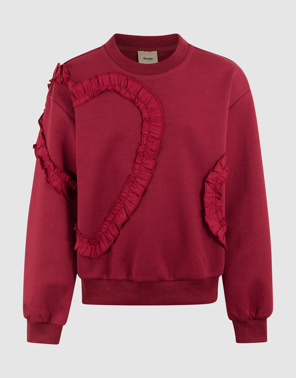 Ruffle Heart Pullover Dunkelrot SHOEBY GIRLS