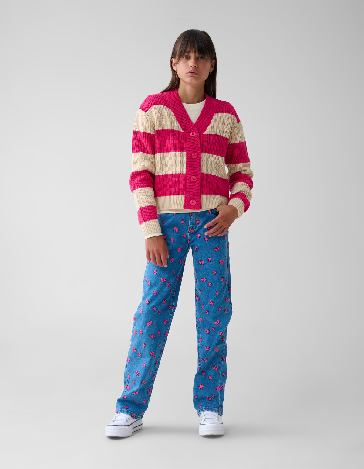 Gestreifte Strickjacke Rosa SHOEBY GIRLS