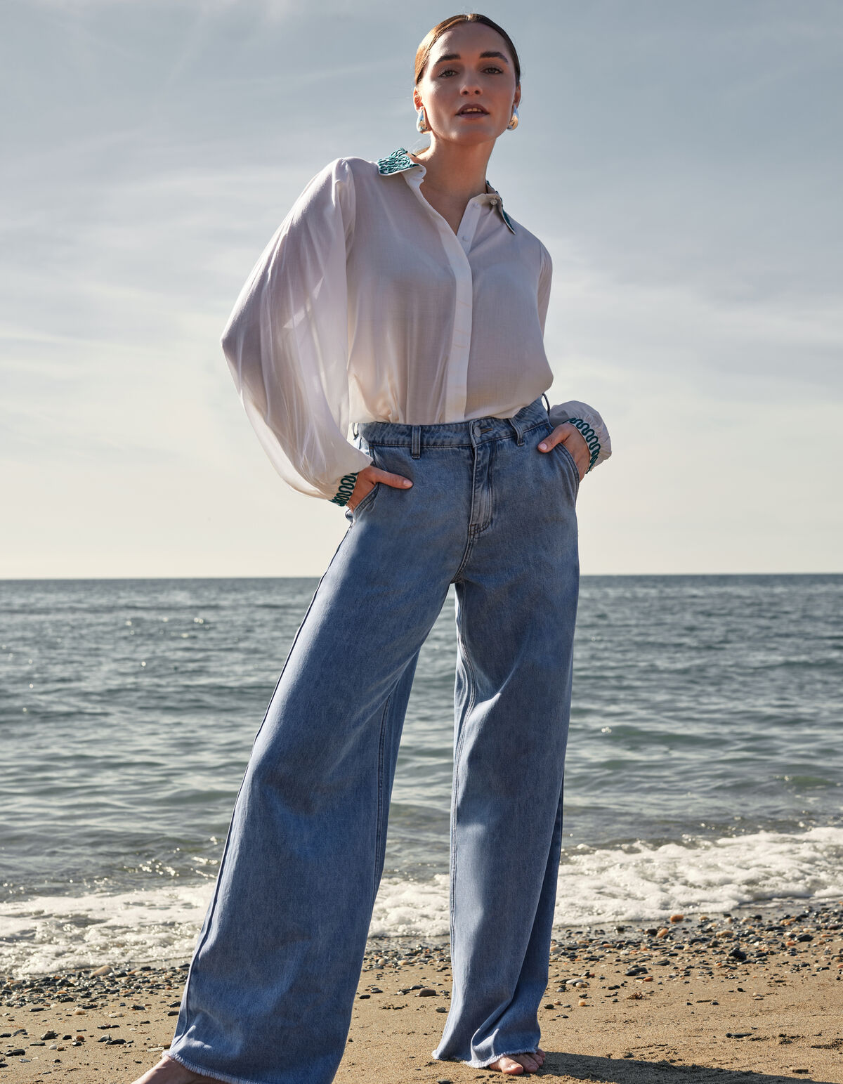 Kordel-Stickerei Bluse Offbroken White SHOEBY WOMEN