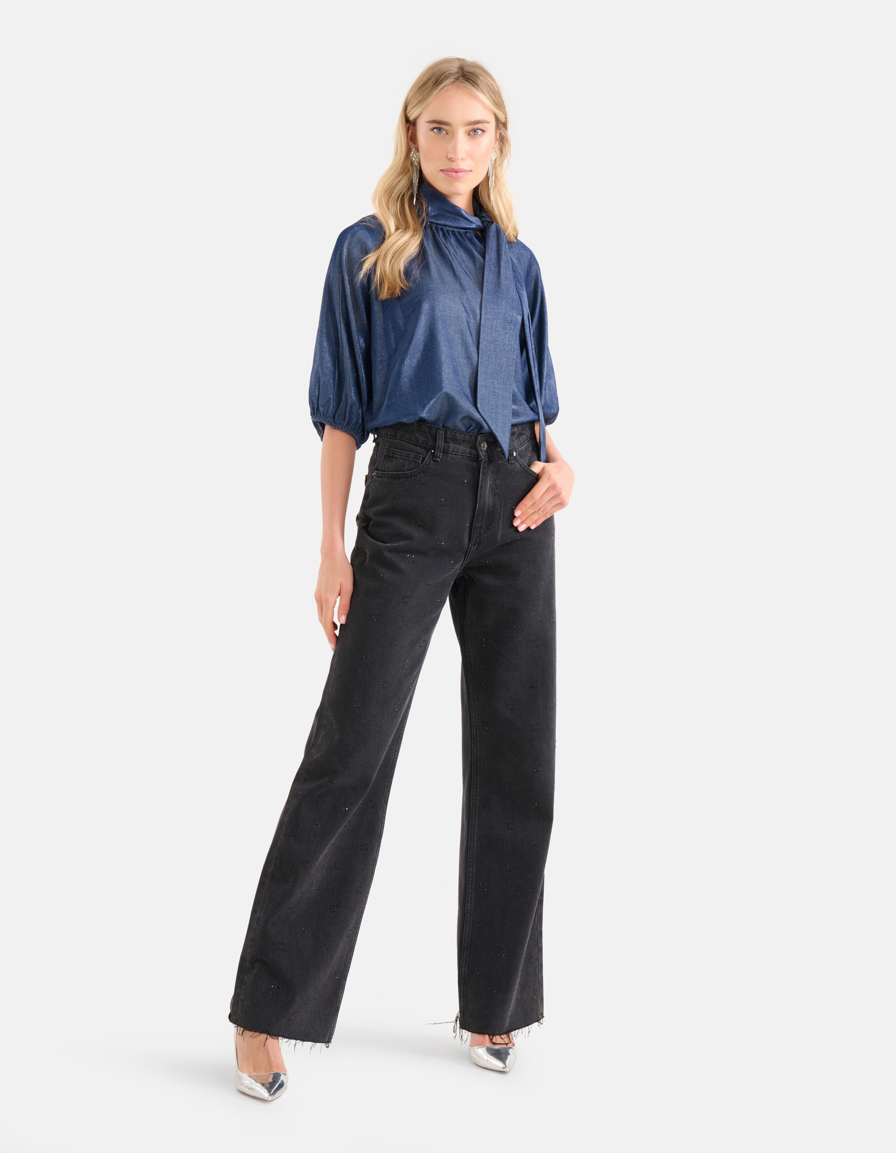 Metallic-Bluse Dunkelblau SHOEBY WOMEN