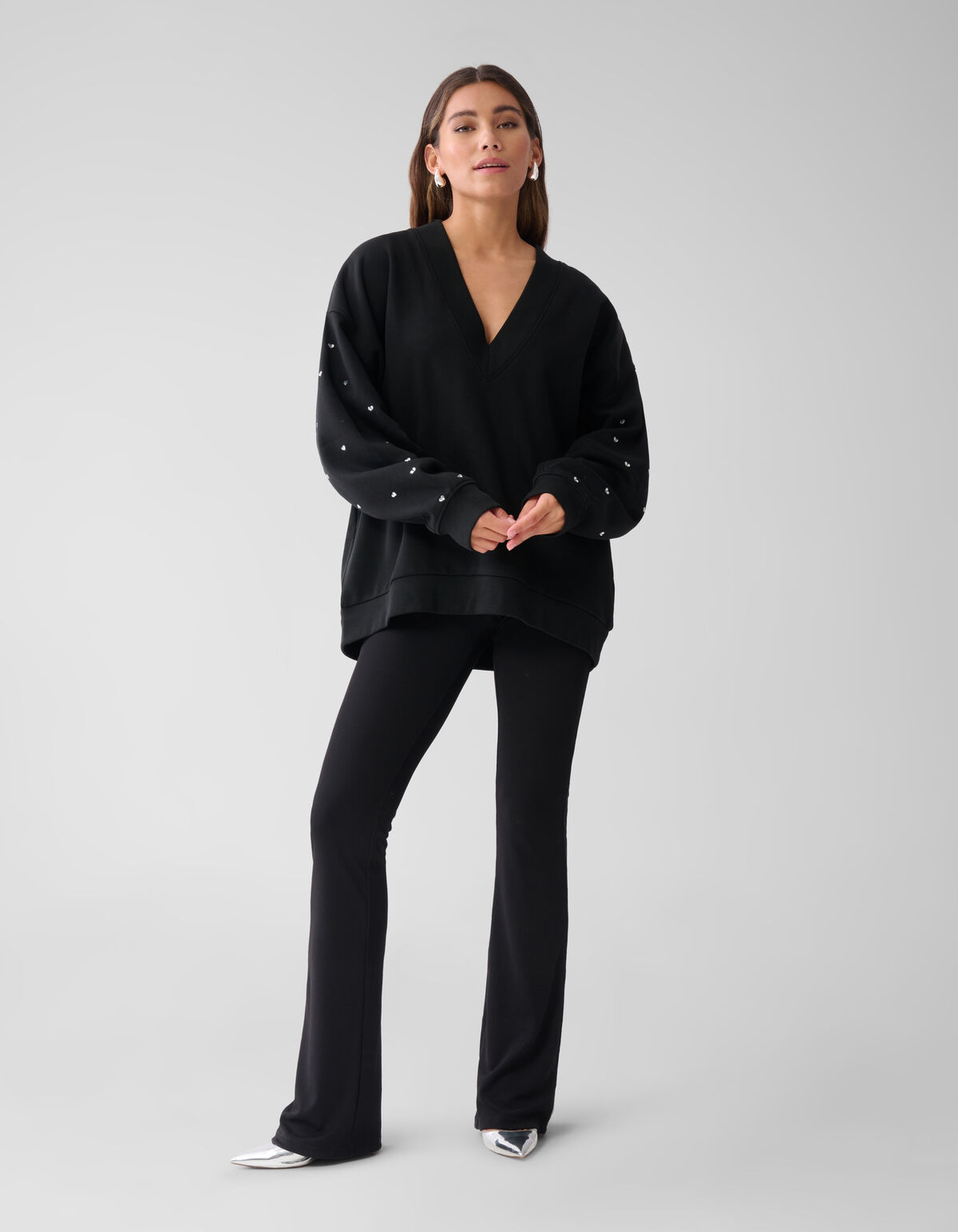 Herz-Nieten-Pullover Schwarz SHOEBY WOMEN