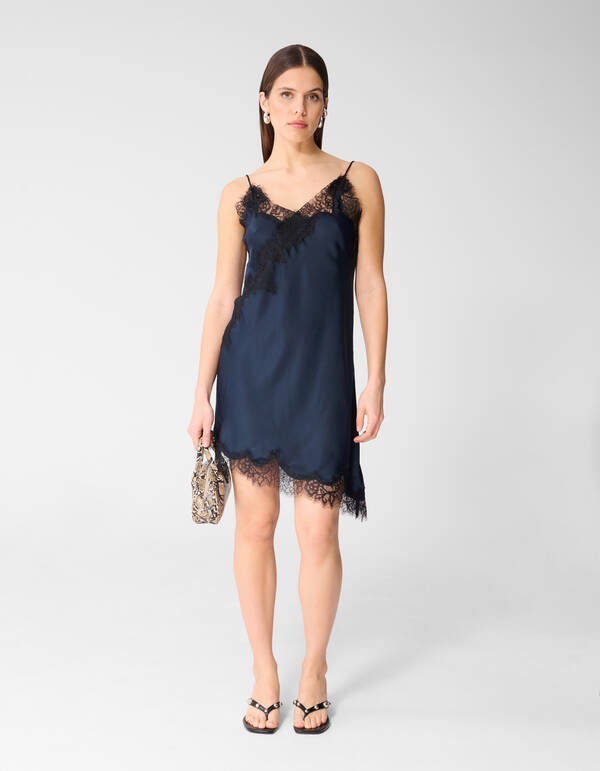 Asymmetrische Kanten Mini Kleid Dunkelblau SHOEBY WOMEN