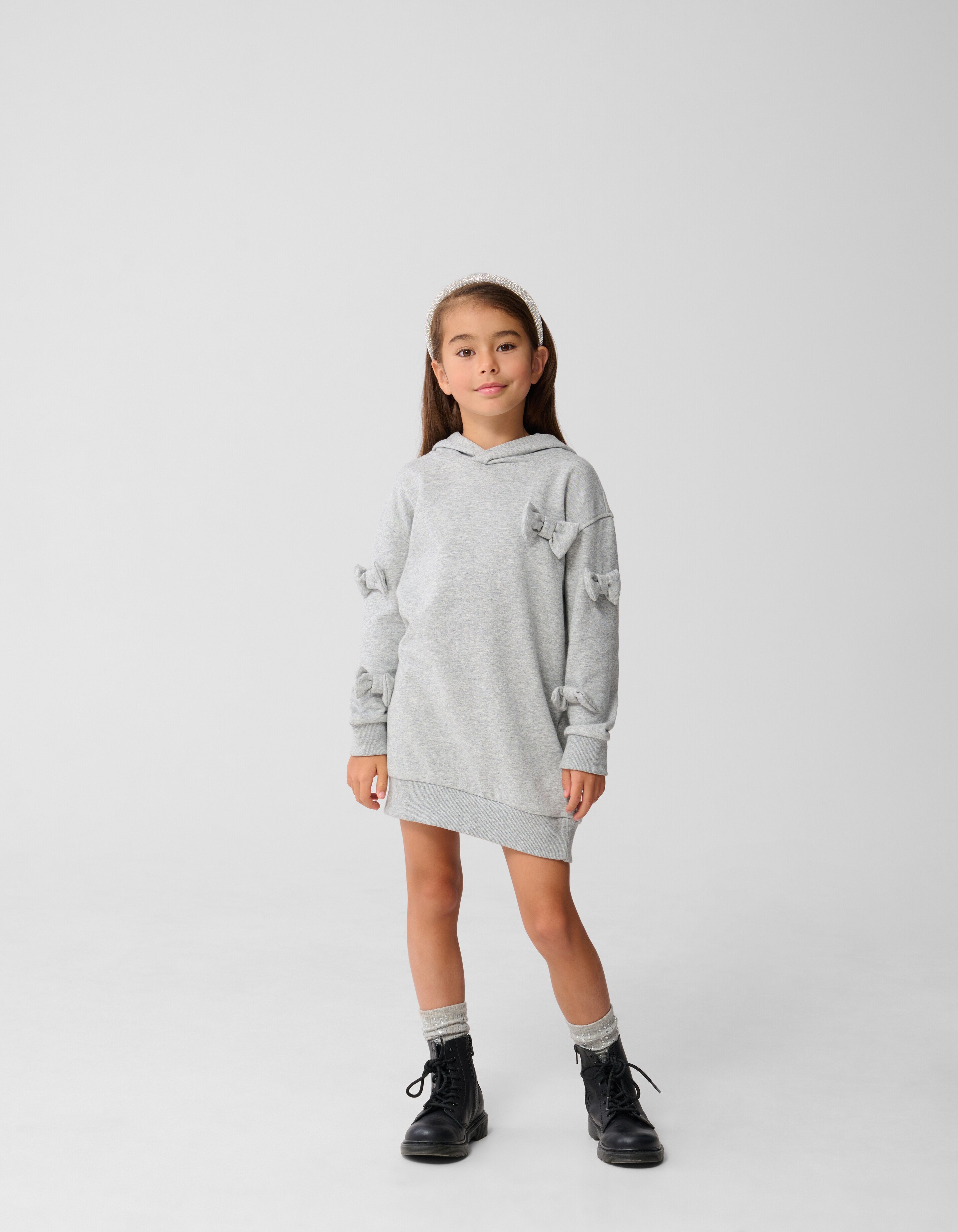 Strik Hoodie Kleid Hellgrau SHOEBY GIRLS