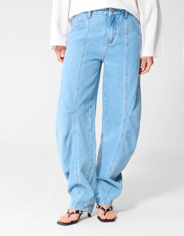 Faltenhose Baggy Fit Jeans Hellblau SHOEBY WOMEN