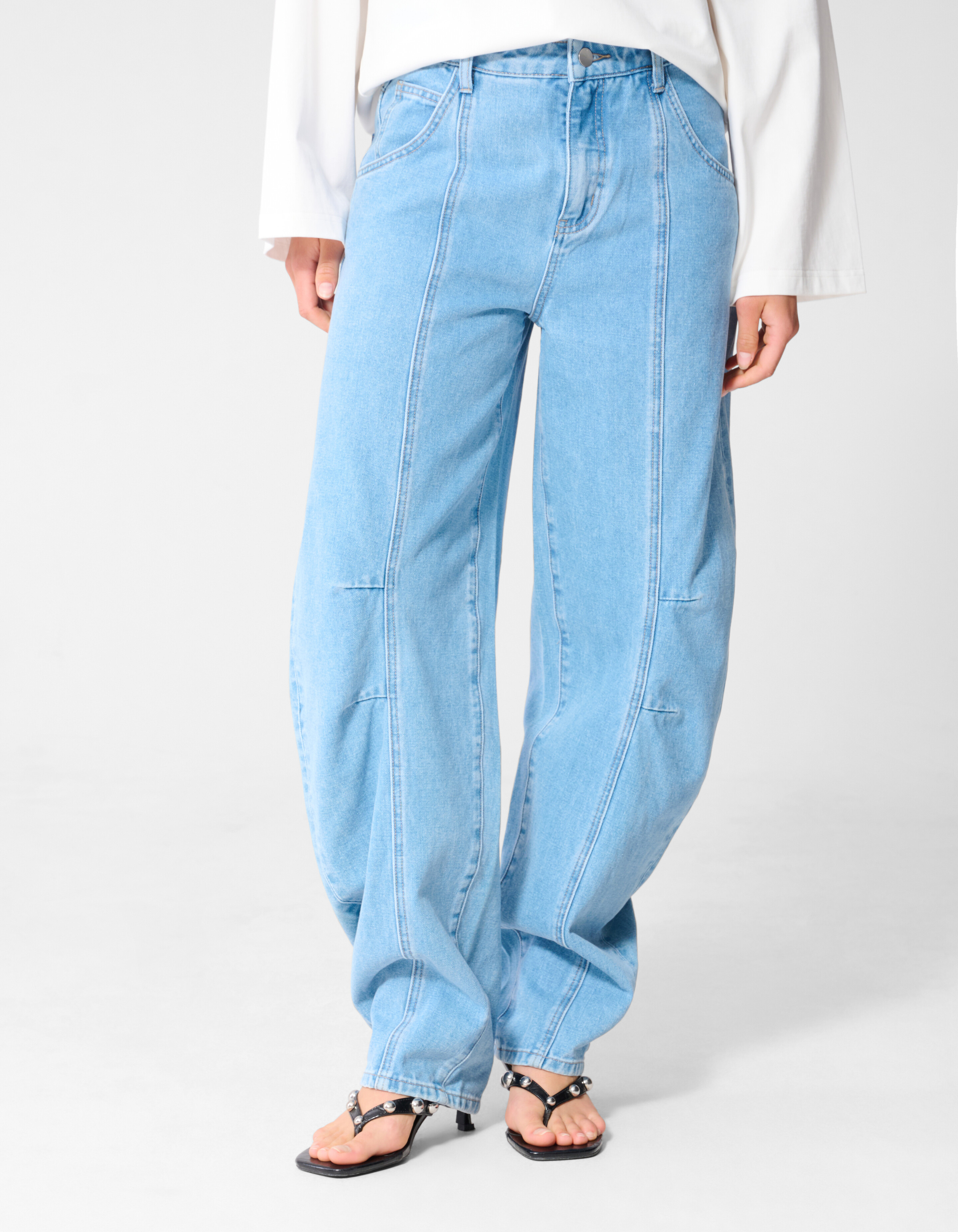 Faltenhose Baggy Fit Jeans Hellblau SHOEBY WOMEN