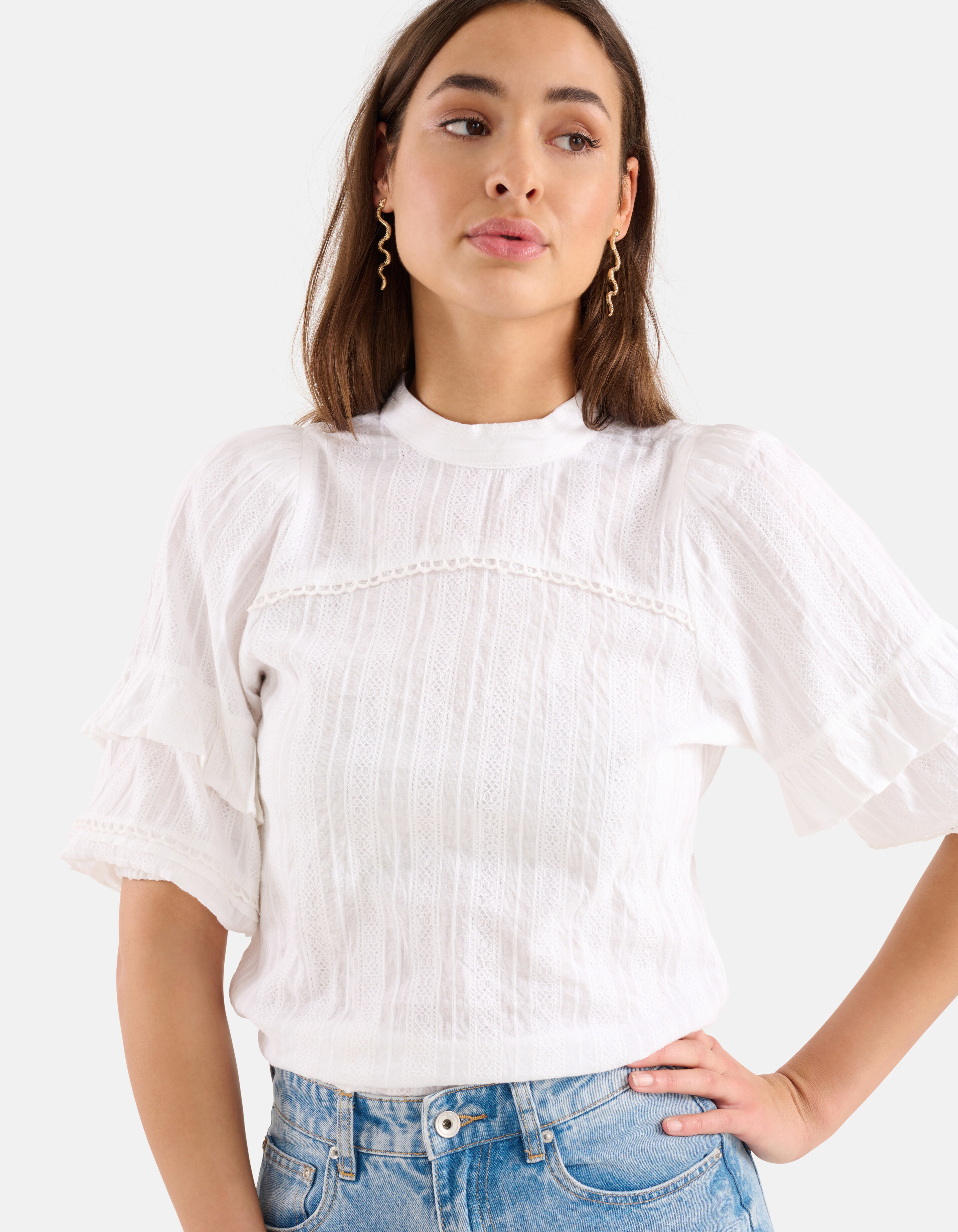 Rüschenbluse Weiß SHOEBY WOMEN