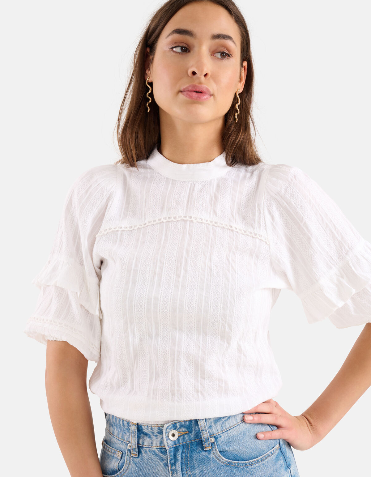 Rüschenbluse Weiß SHOEBY WOMEN
