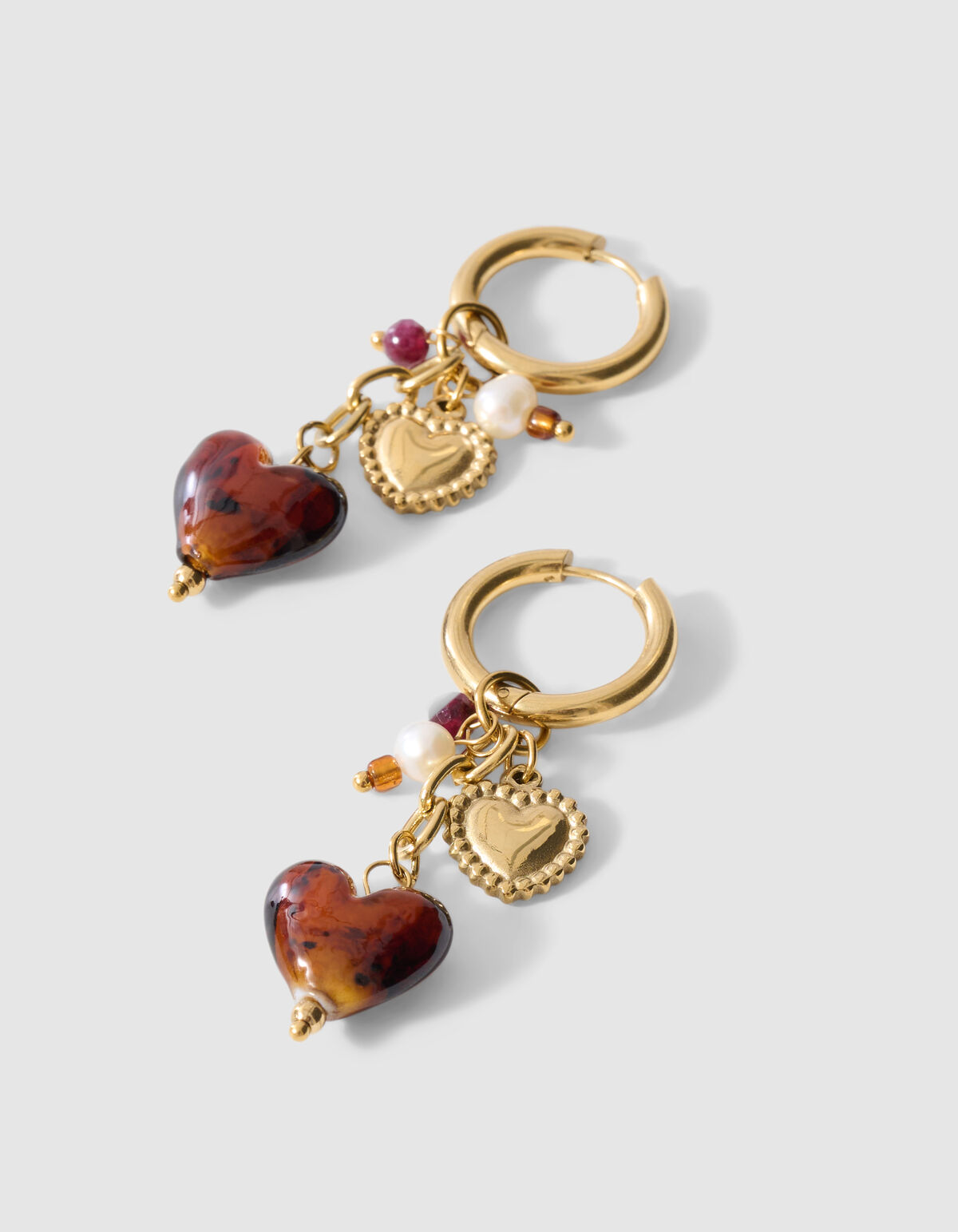 Herz-Charm-Ohrringe Gold SHOEBY ACCESSOIRES