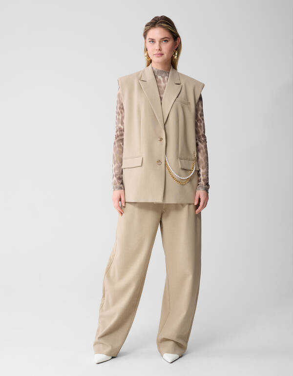 Mesh Leopard Langarmtop Hellbraun SHOEBY WOMEN