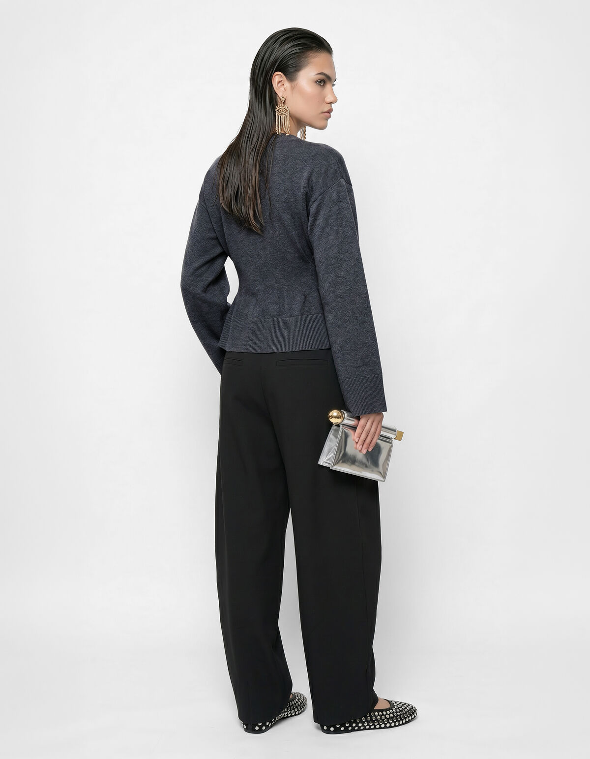 Peplum Strickpullover Dunkelgrau SHOEBY WOMEN