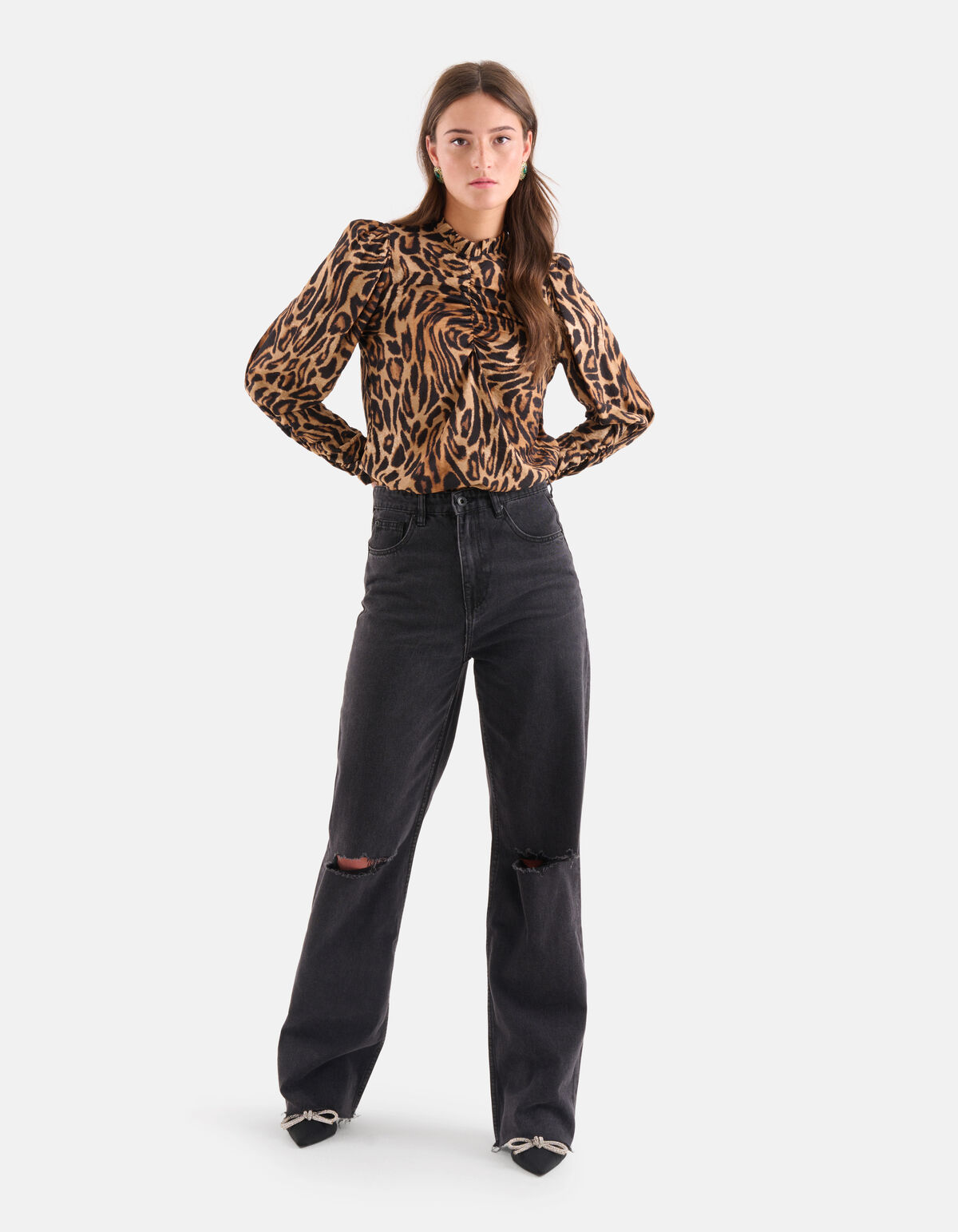 Top mit Puffärmeln im Leopardenmuster SHOEBY WOMEN