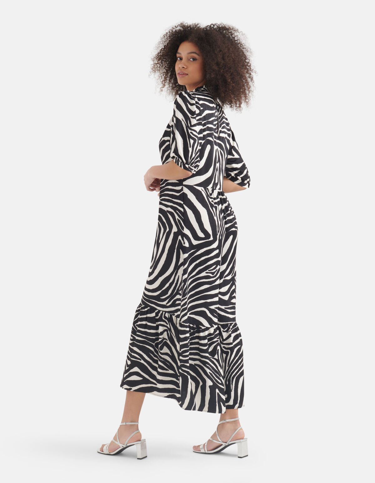 Zebra Print Maxikleid Schwarz/Wei&szlig; SHOEBY WOMEN