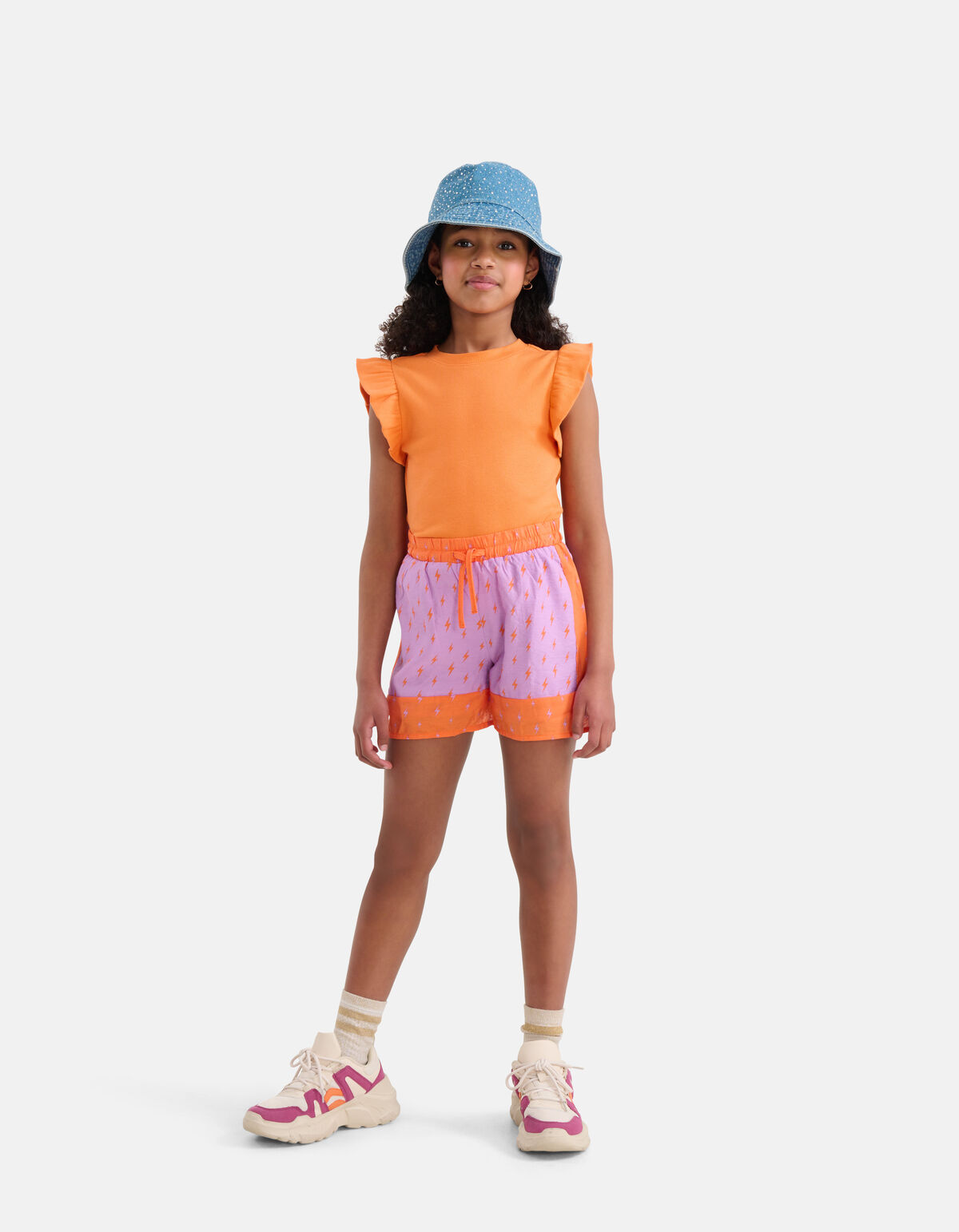 Ruffle Rib Top Oranje SHOEBY GIRLS