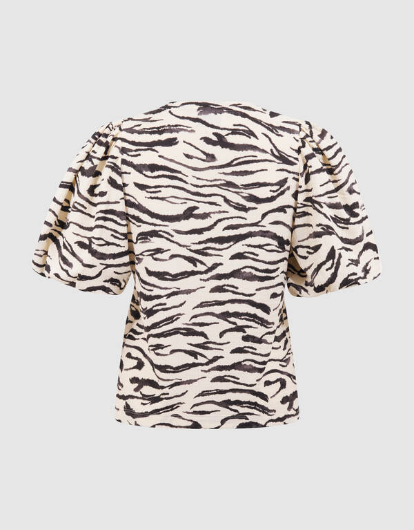 Knitter-Ballonoberteil Braun/Wei&szlig; SHOEBY WOMEN