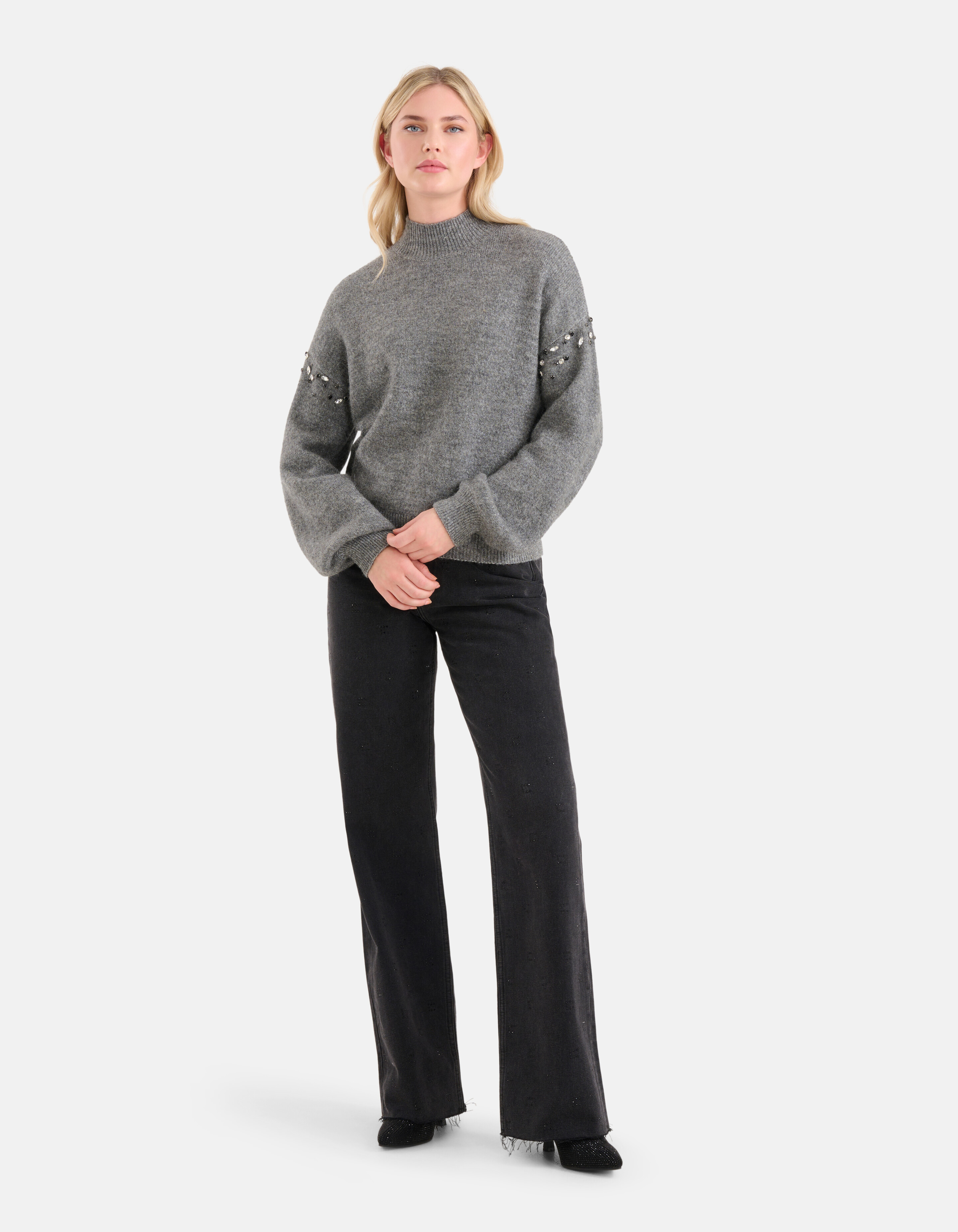 Nieten-Pullover Dunkelgrau SHOEBY WOMEN