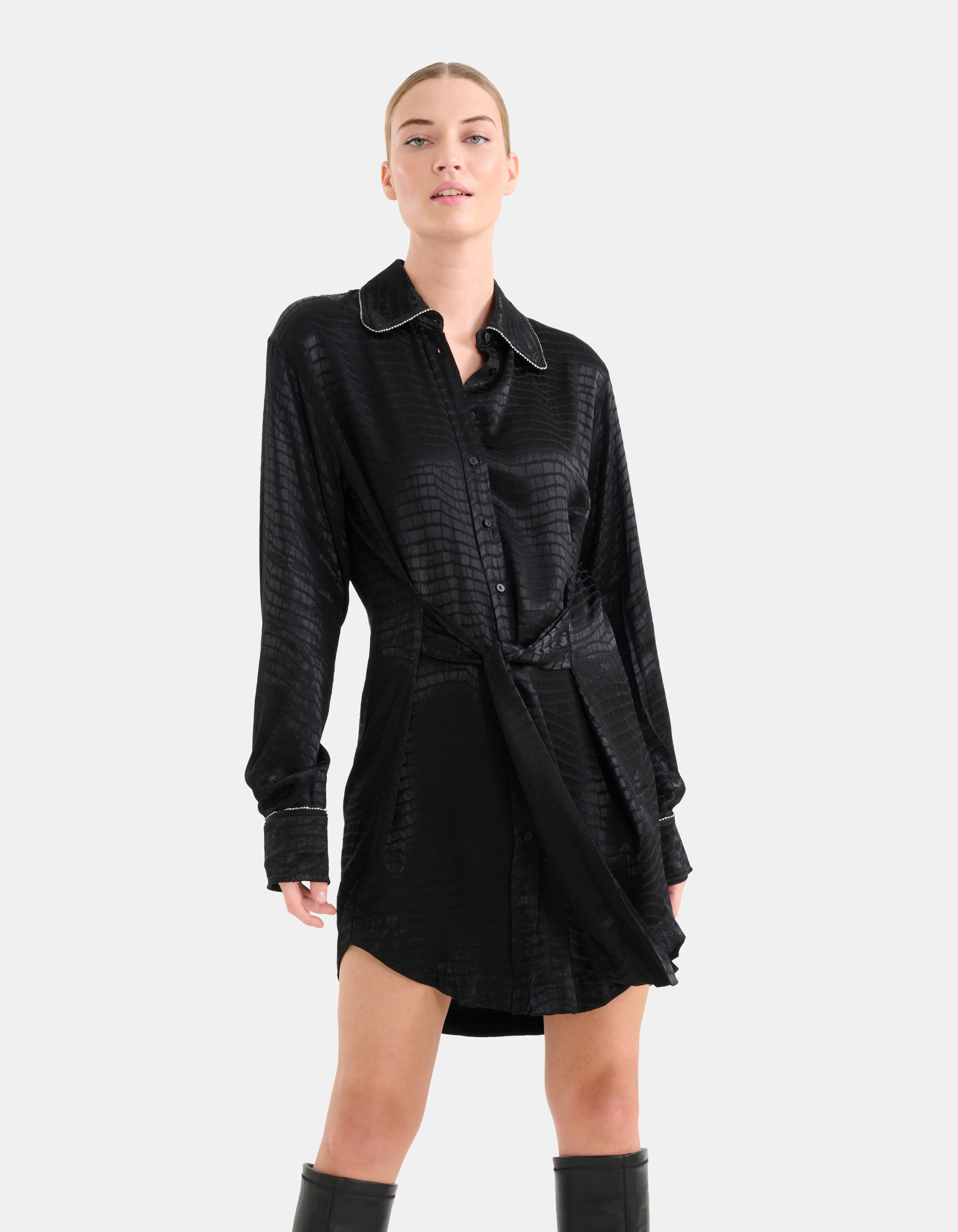 Jacquard Print Kleid Schwarz SHOEBY WOMEN