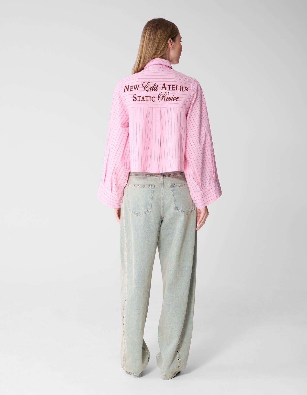 Popeline Nadelstreifen Kunstbluse Rosa SHOEBY WOMEN