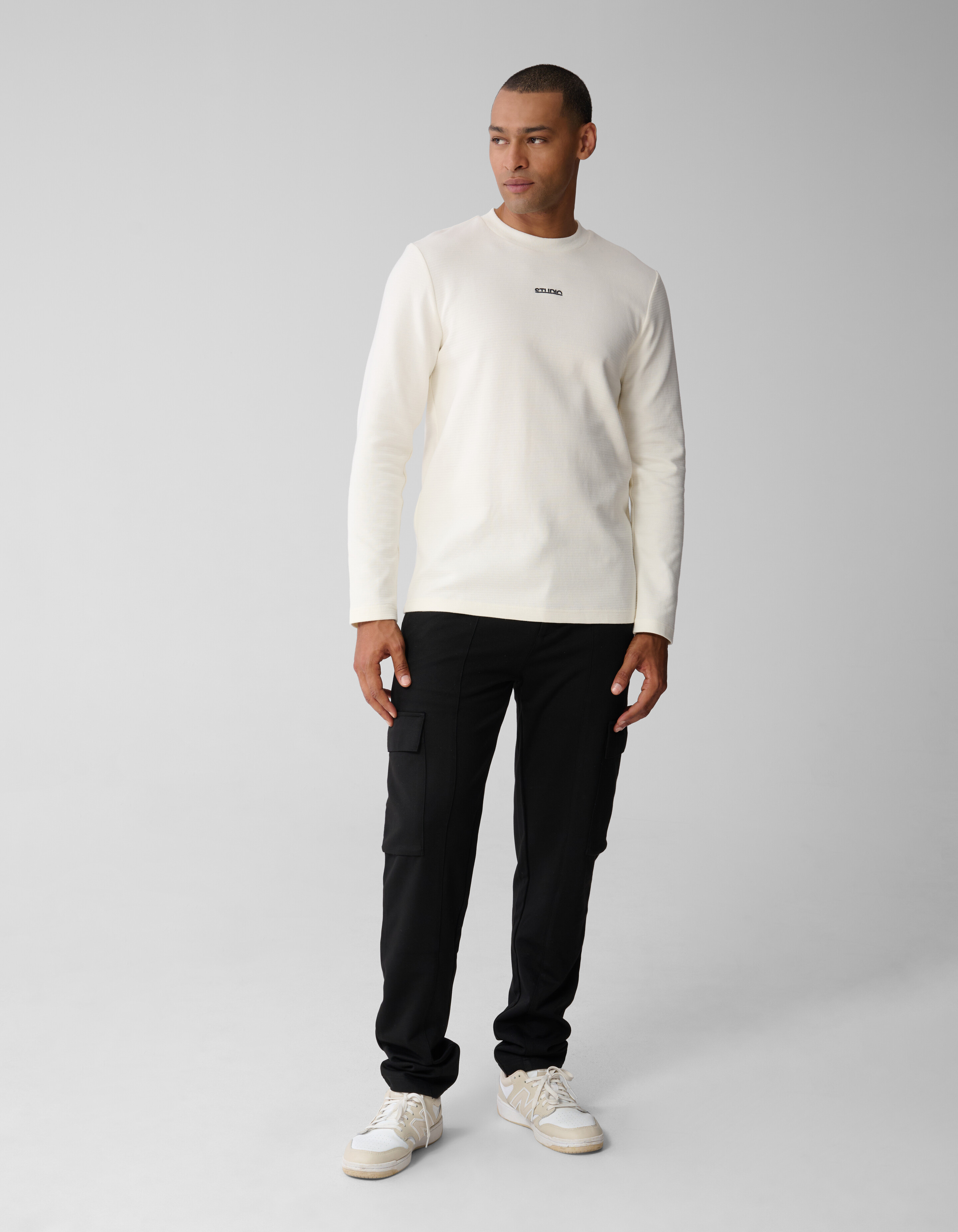 Studio Struktur T-Shirt Gebrochenes Weiß SHOEBY MEN