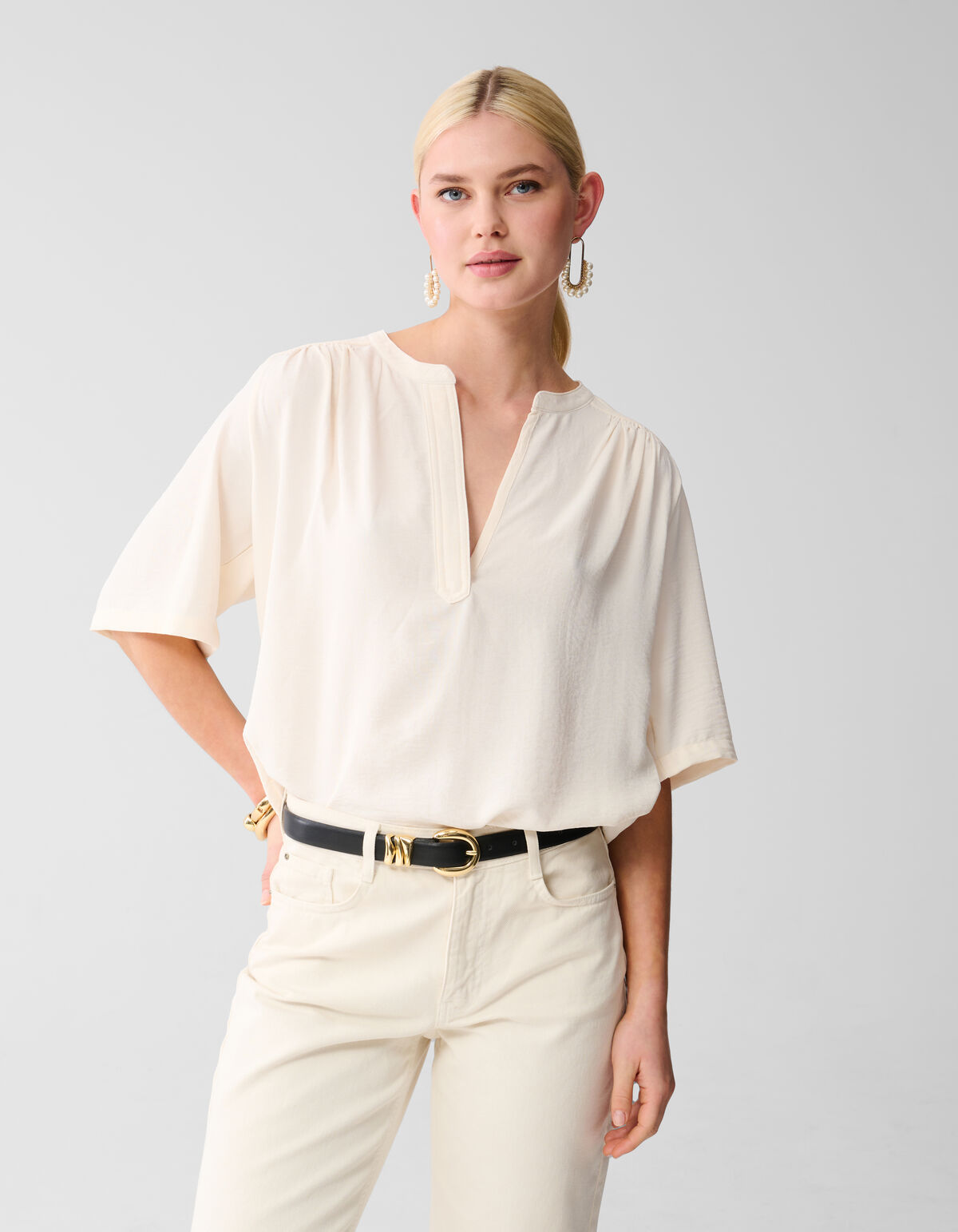 Twist-Bluse Off White SHOEBY WOMEN