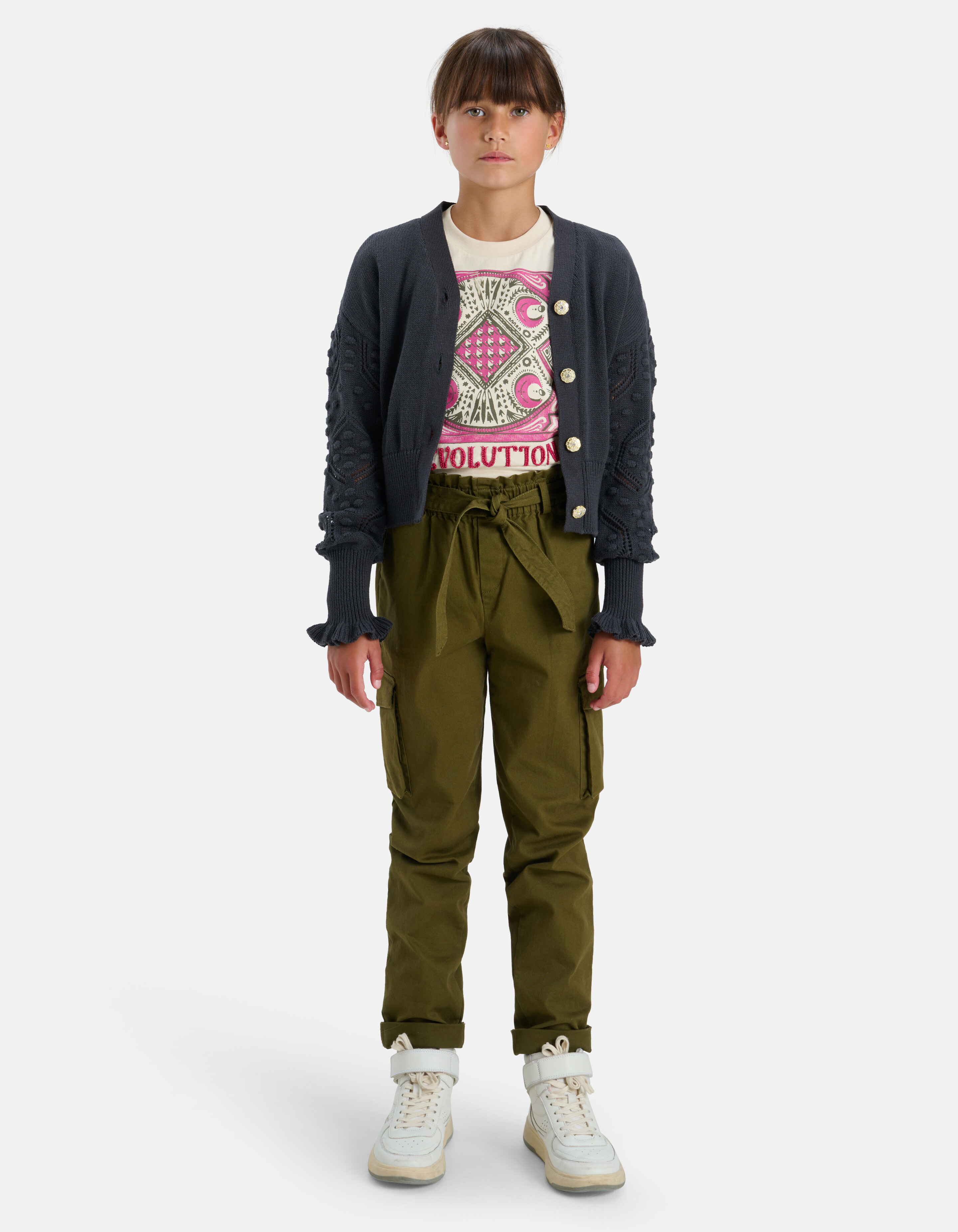 Baumwoll-Strickjacke Dunkelgrau SHOEBY GIRLS