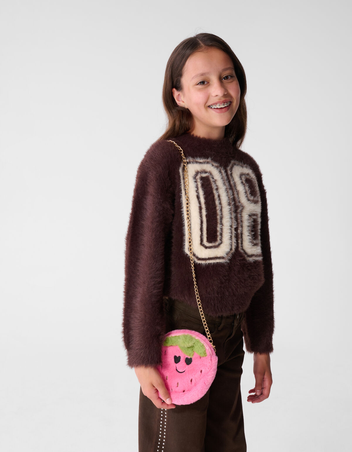 Hairy Varsity Strickpullover dunkelbraun SHOEBY GIRLS
