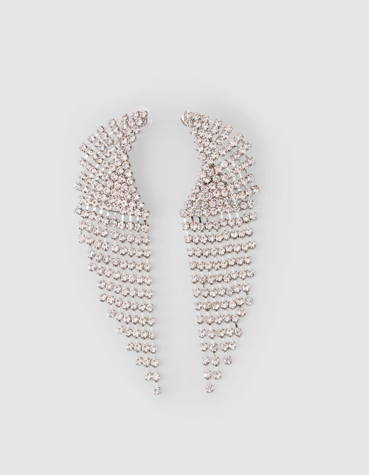 Große Welle Strass Ohrringe Silber SHOEBY ACCESSOIRES