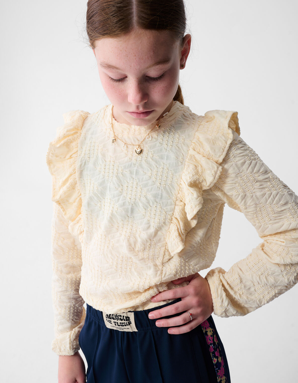 Rüschentop in Cremeweiß SHOEBY GIRLS