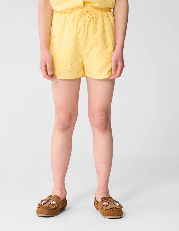Nadelstreifen Strass Shorts Hellgelb SHOEBY GIRLS