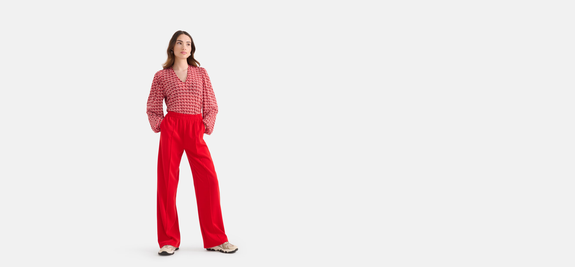 Basic-Hose mit weitem Bein Rot SHOEBY WOMEN