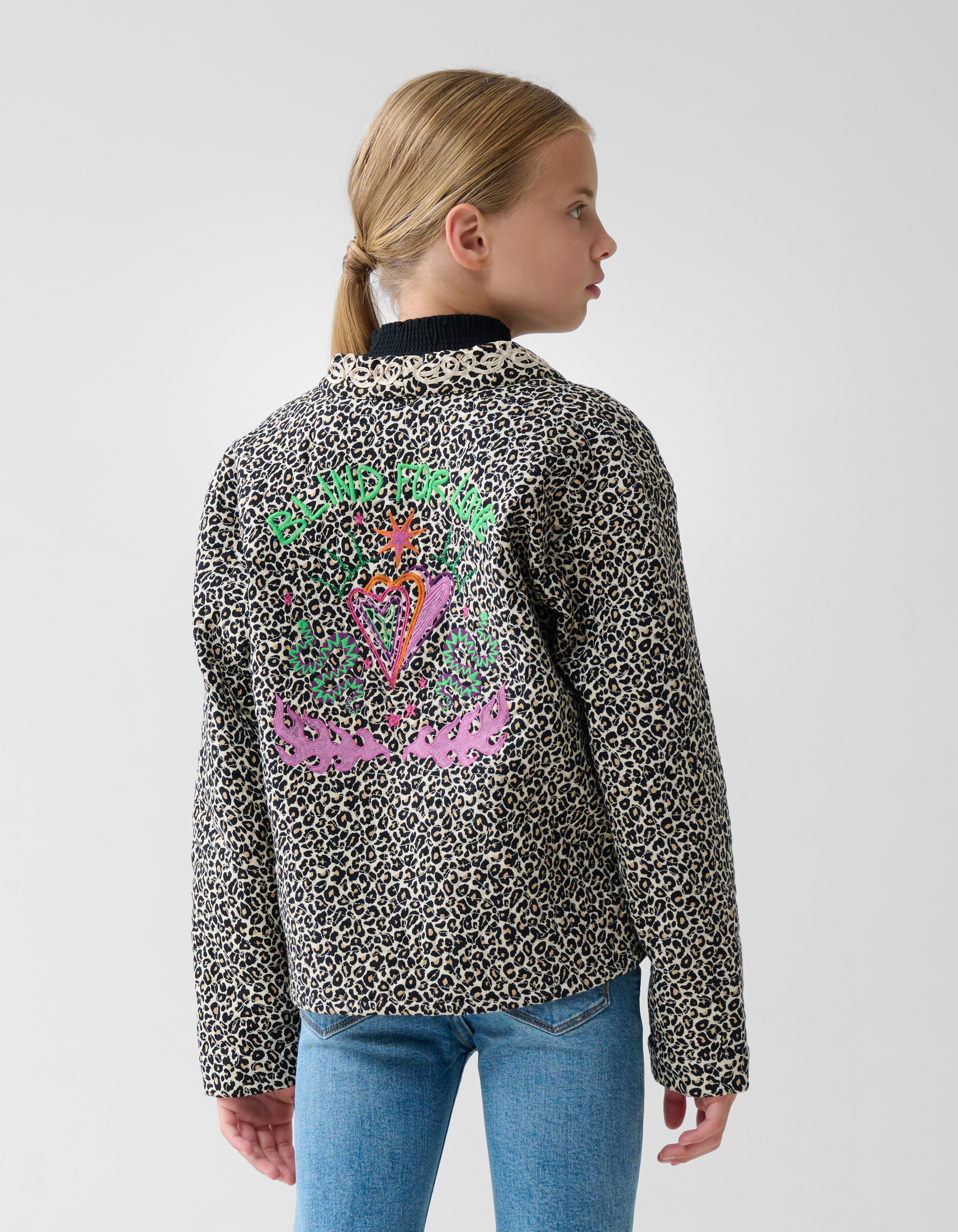Leoparden Stickerei Jacke Braun SHOEBY GIRLS