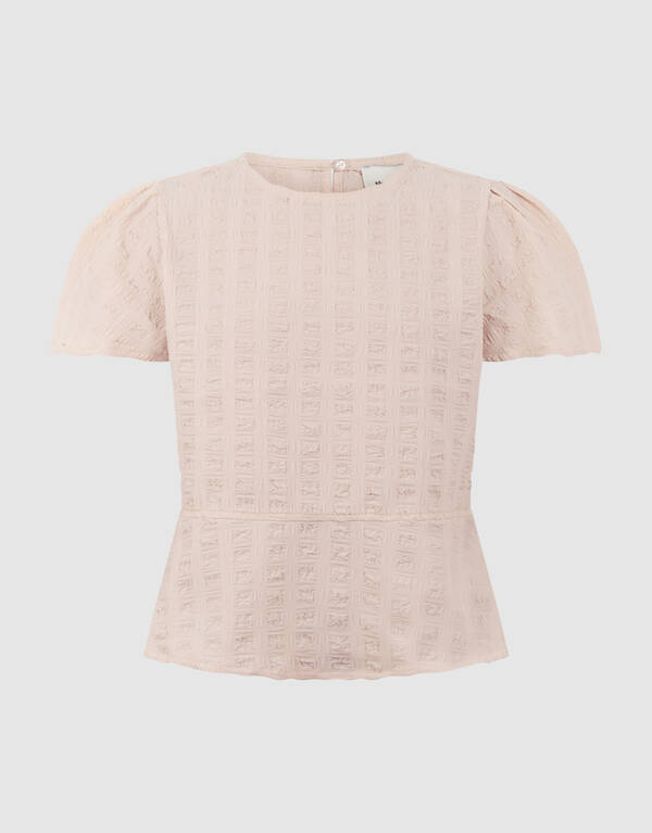 Ger&uuml;schtes Peplum-Top in Sand SHOEBY GIRLS