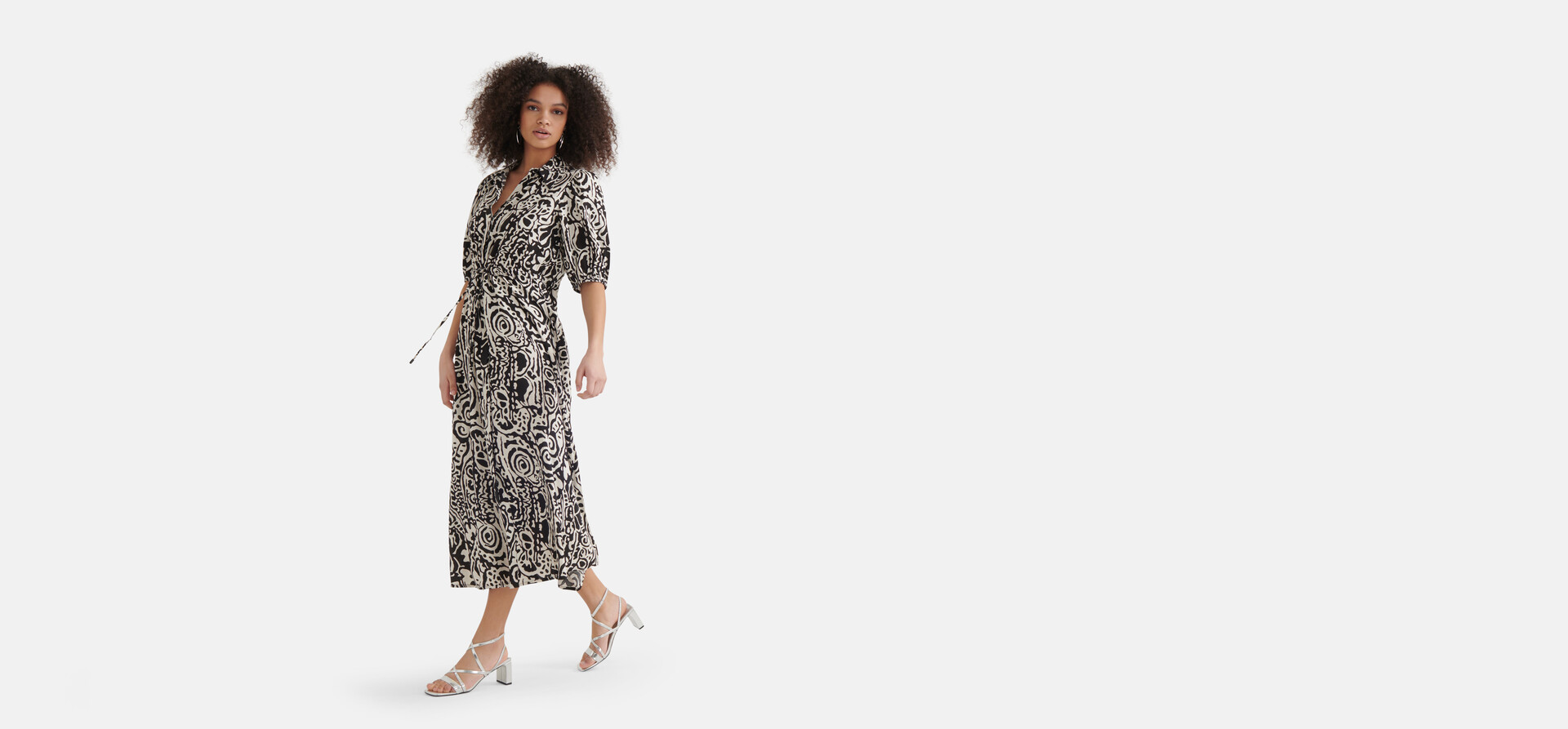 Bedrucktes Kleid Schwarz/Weiß SHOEBY WOMEN