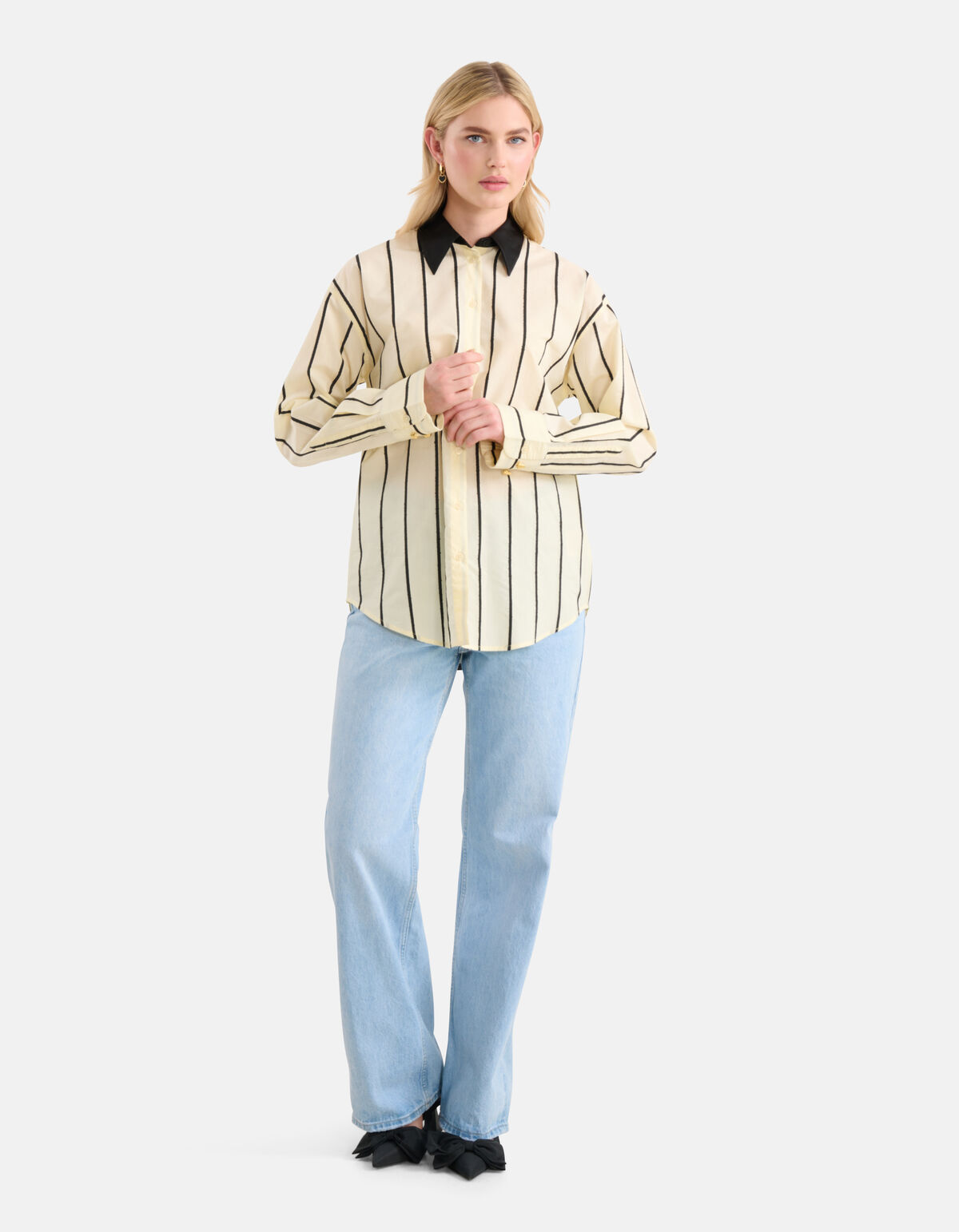 Gestreifte Bluse Off White/Schwarz SHOEBY WOMEN