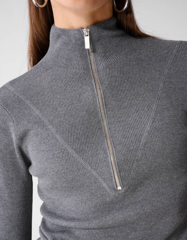 Ski-Pullover mit halbem Rei&szlig;verschluss grau SHOEBY WOMEN