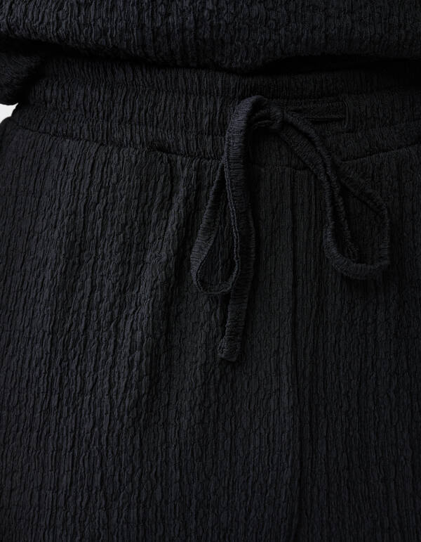 Crinkle Wide Leg Trousers Black SHOEBY WOMEN