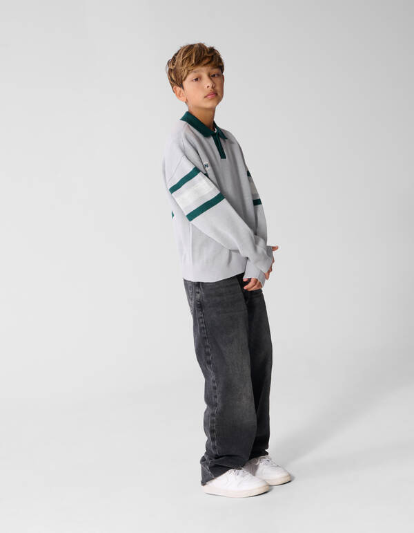Gestreiftes Poloshirt Hellgrau SHOEBY BOYS