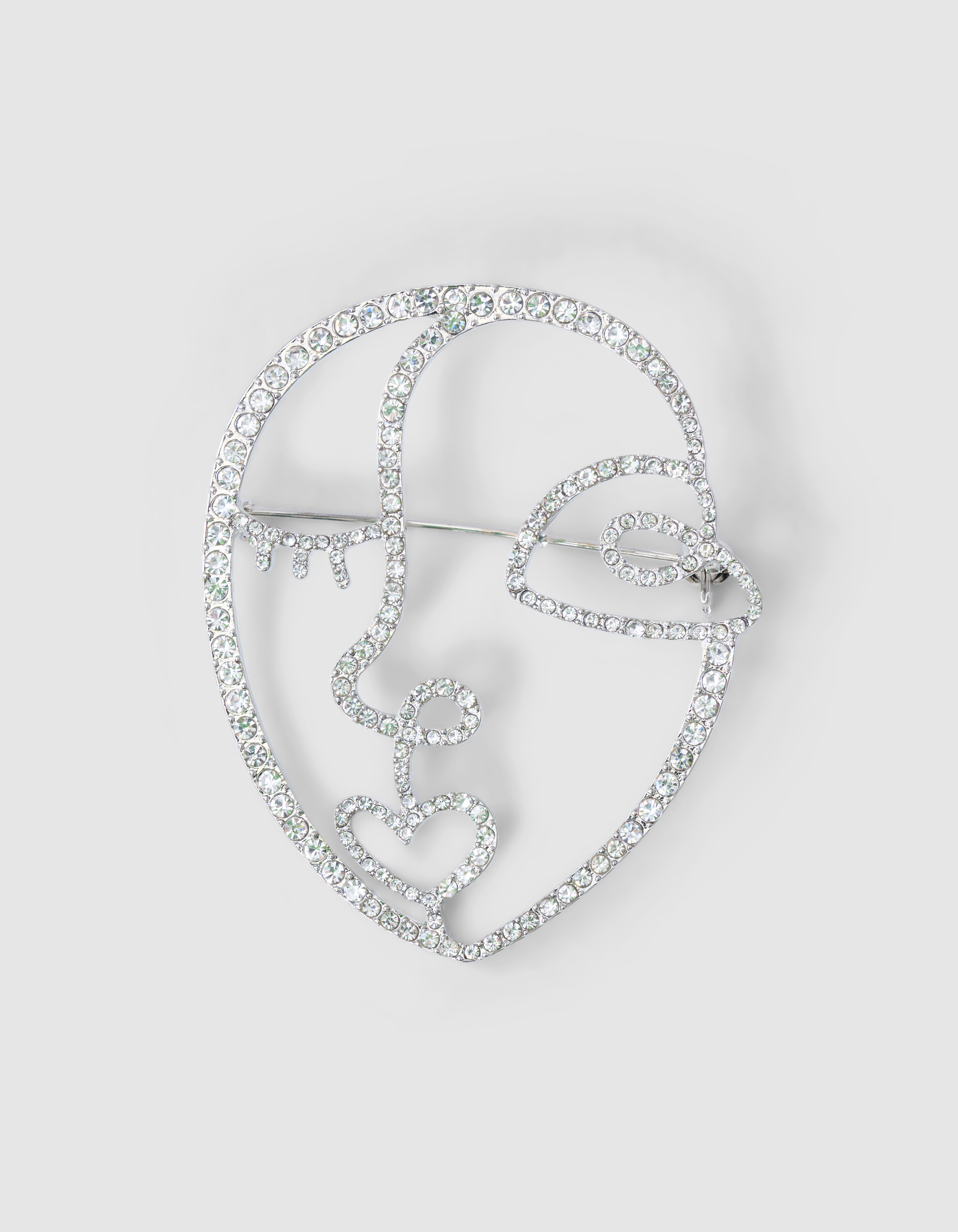 Strassgesicht Brosche Silber SHOEBY ACCESSOIRES