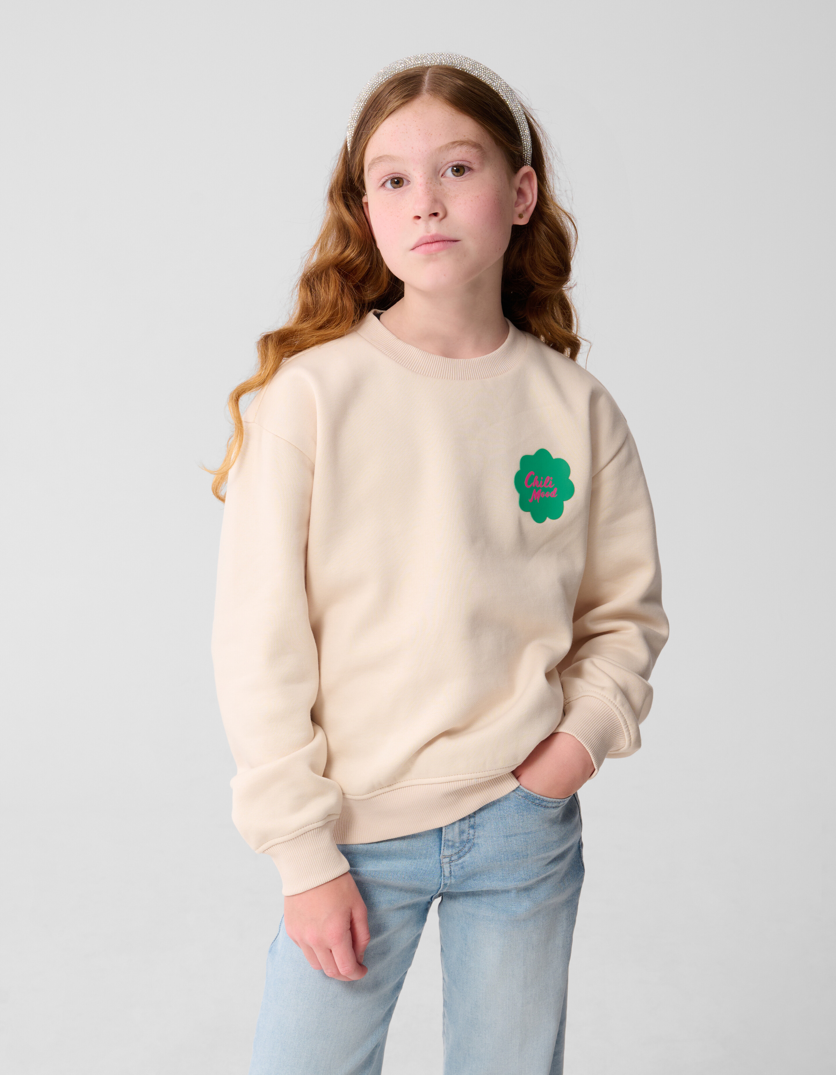 Peper Artwork Pullover Gebrochen Weiß SHOEBY GIRLS