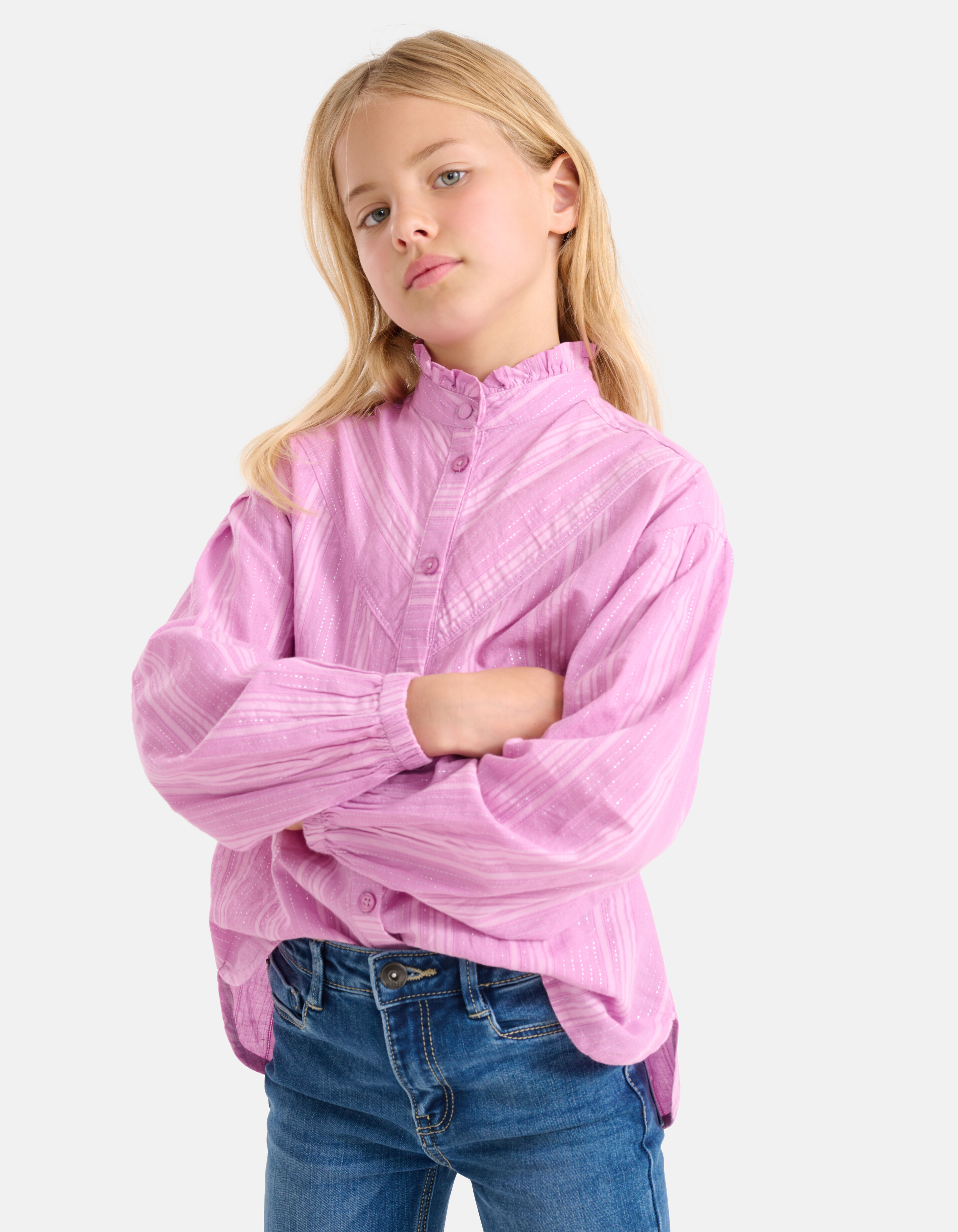 Gestreifte Lurexbluse Rosa SHOEBY GIRLS